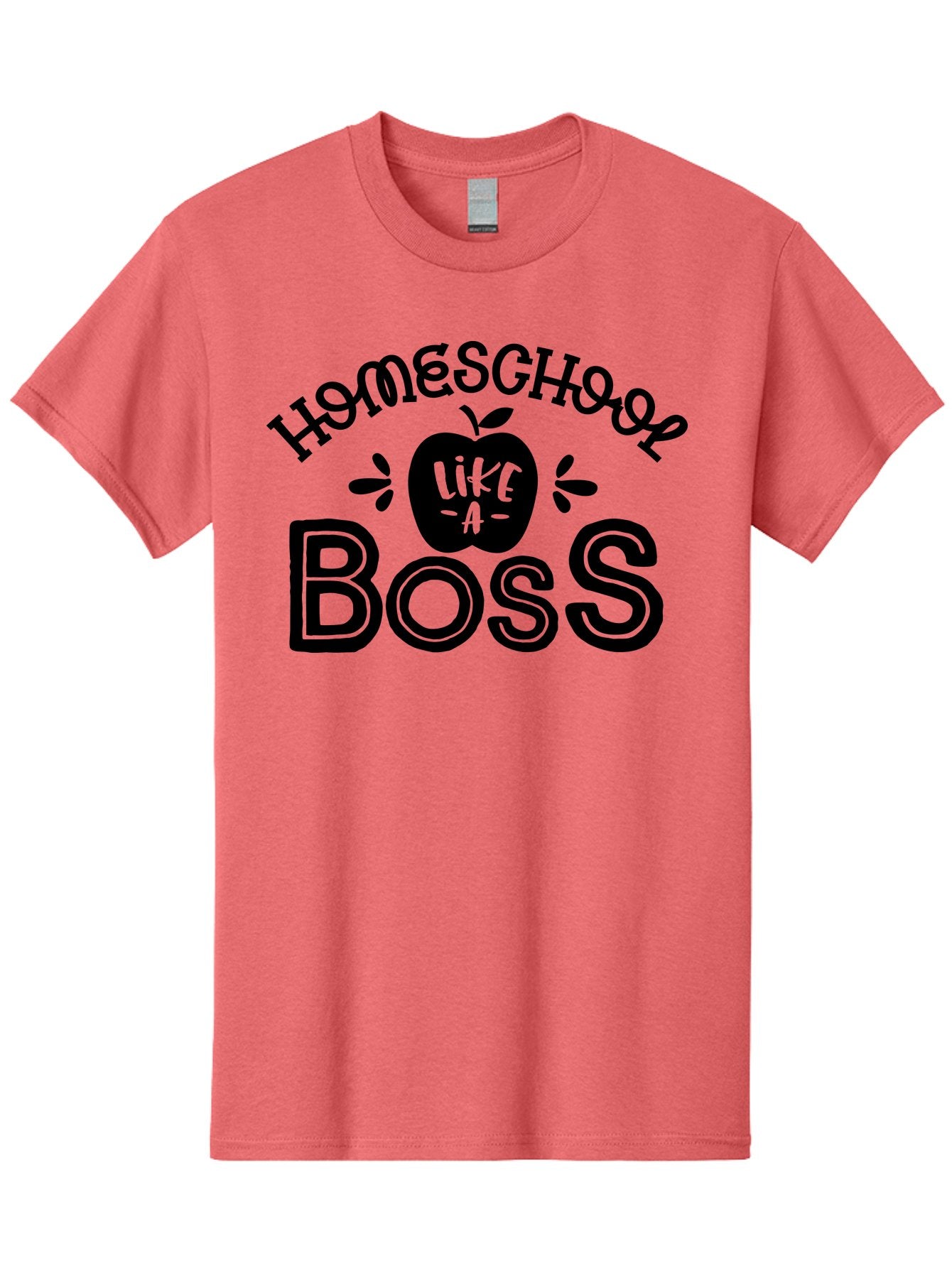 Homeschool-Like-A-Boss Men'S Graphic Tee, 100% Cotton, Comfortable Casual Summer Wear, Machine Washable, Homeschool Like A Boss, Homeschooling, Education, Learning, Teaching, Boss, Apple, Motivational Quote, Inspirational Saying Aab359