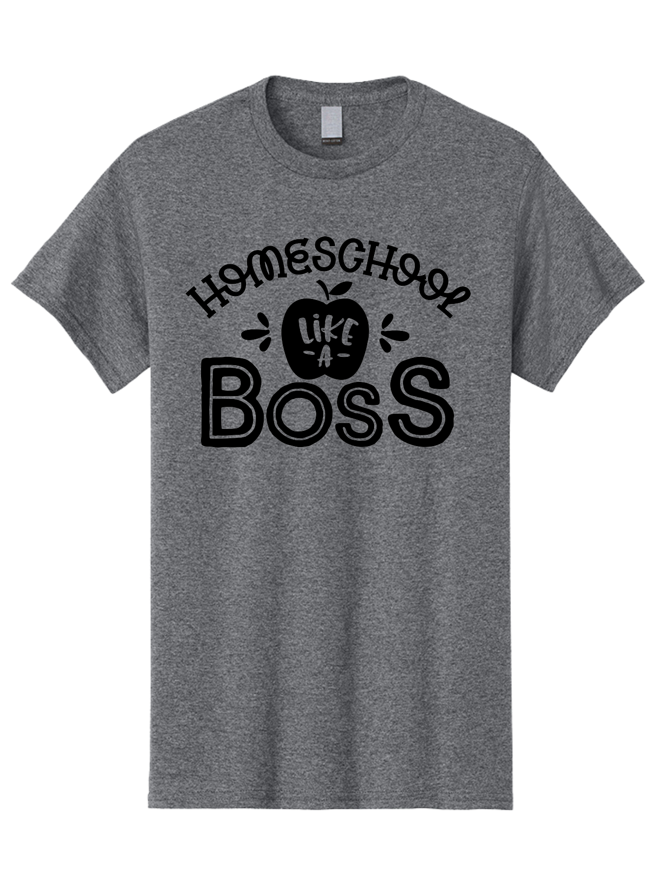 Homeschool-Like-A-Boss Men'S Graphic Tee, 100% Cotton, Comfortable Casual Summer Wear, Machine Washable, Homeschool Like A Boss, Homeschooling, Education, Learning, Teaching, Boss, Apple, Motivational Quote, Inspirational Saying Aab359