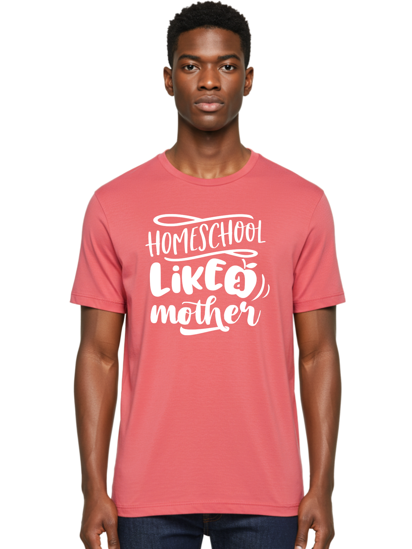 Homeschool-Like-A-Mother-1 Men'S Graphic Tee, 100% Cotton, Comfortable Casual Summer Wear, Machine Washable, Homeschool, Home Schooling, Motherhood, Education, Parenting, Quote, Inspirational Saying, Apple Symbol, Funny Text Aab360 4