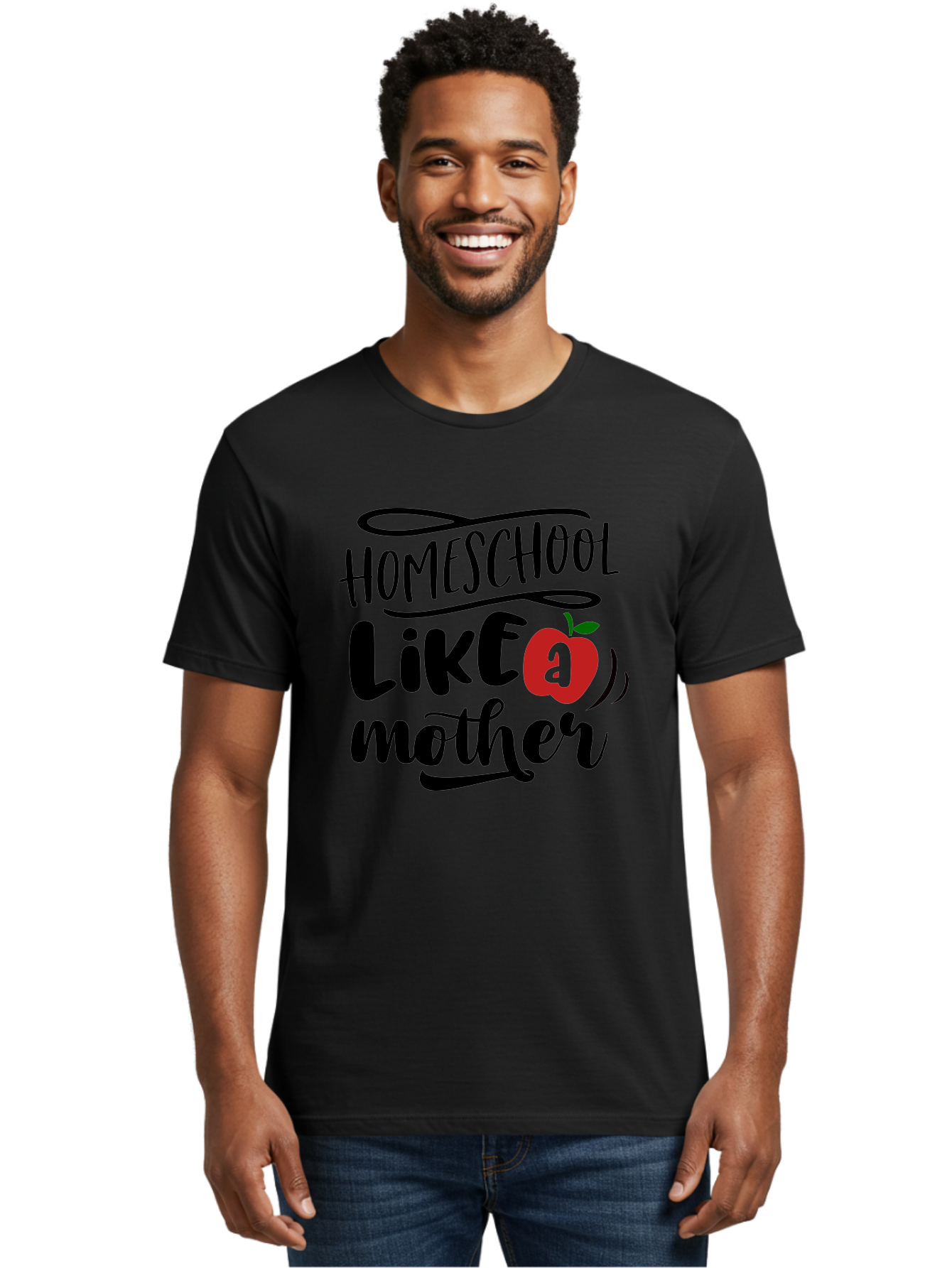 Homeschool-Like-A-Mother-2 Men'S Graphic Tee, 100% Cotton, Comfortable Casual Summer Wear, Machine Washable, Homeschooling, Homeschool Mom, Motherhood, Apple, Education, Learning, Parenting, Funny Quote, Homeschool Quote Aab361