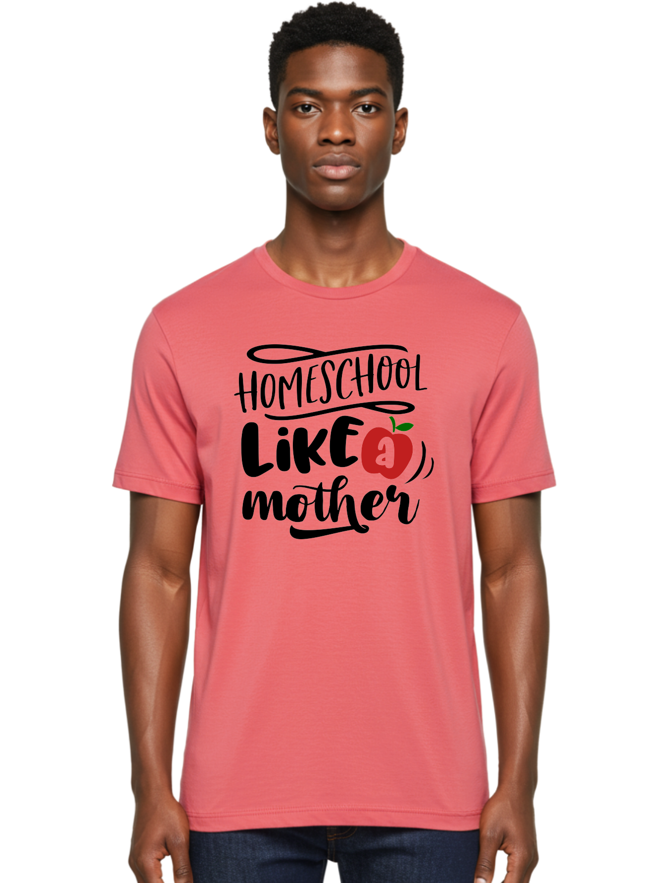 Homeschool-Like-A-Mother-2 Men'S Graphic Tee, 100% Cotton, Comfortable Casual Summer Wear, Machine Washable, Homeschooling, Homeschool Mom, Motherhood, Apple, Education, Learning, Parenting, Funny Quote, Homeschool Quote Aab361 4