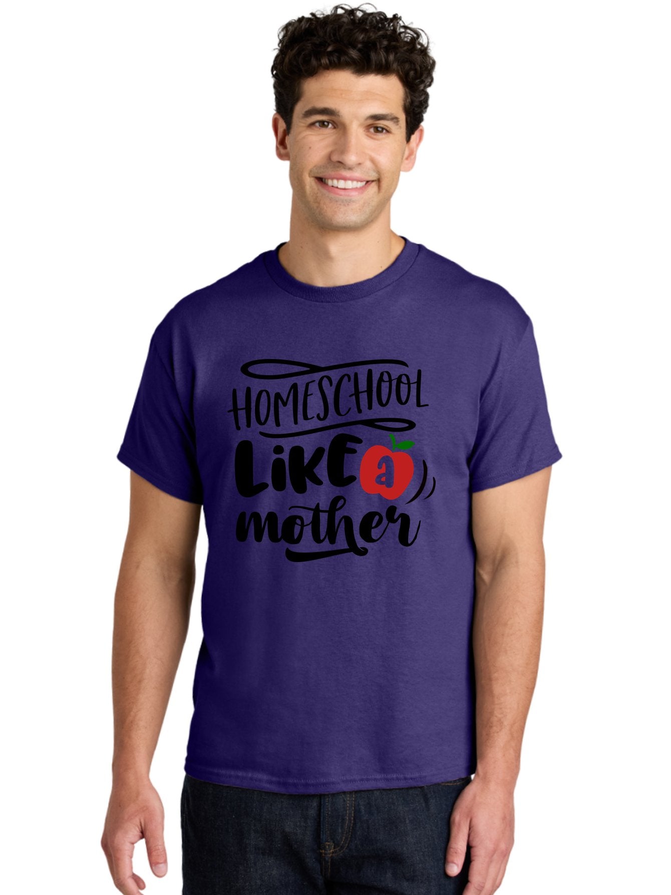 Homeschool-Like-A-Mother-2 Men'S Graphic Tee, 100% Cotton, Comfortable Casual Summer Wear, Machine Washable, Homeschooling, Homeschool Mom, Motherhood, Apple, Education, Learning, Parenting, Funny Quote, Homeschool Quote Aab361 17