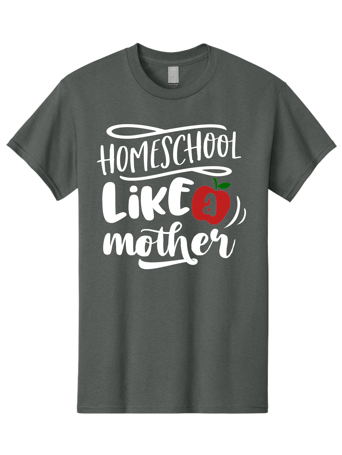 Homeschool-Like-Mother Men'S Graphic Tee, 100% Cotton, Comfortable Casual Summer Wear, Machine Washable, Homeschool, Homeschooling, Motherhood, Apple Symbol, Education, Learning, Parenting, Family, Inspirational Quote, Motivational Phrase Aab363 3
