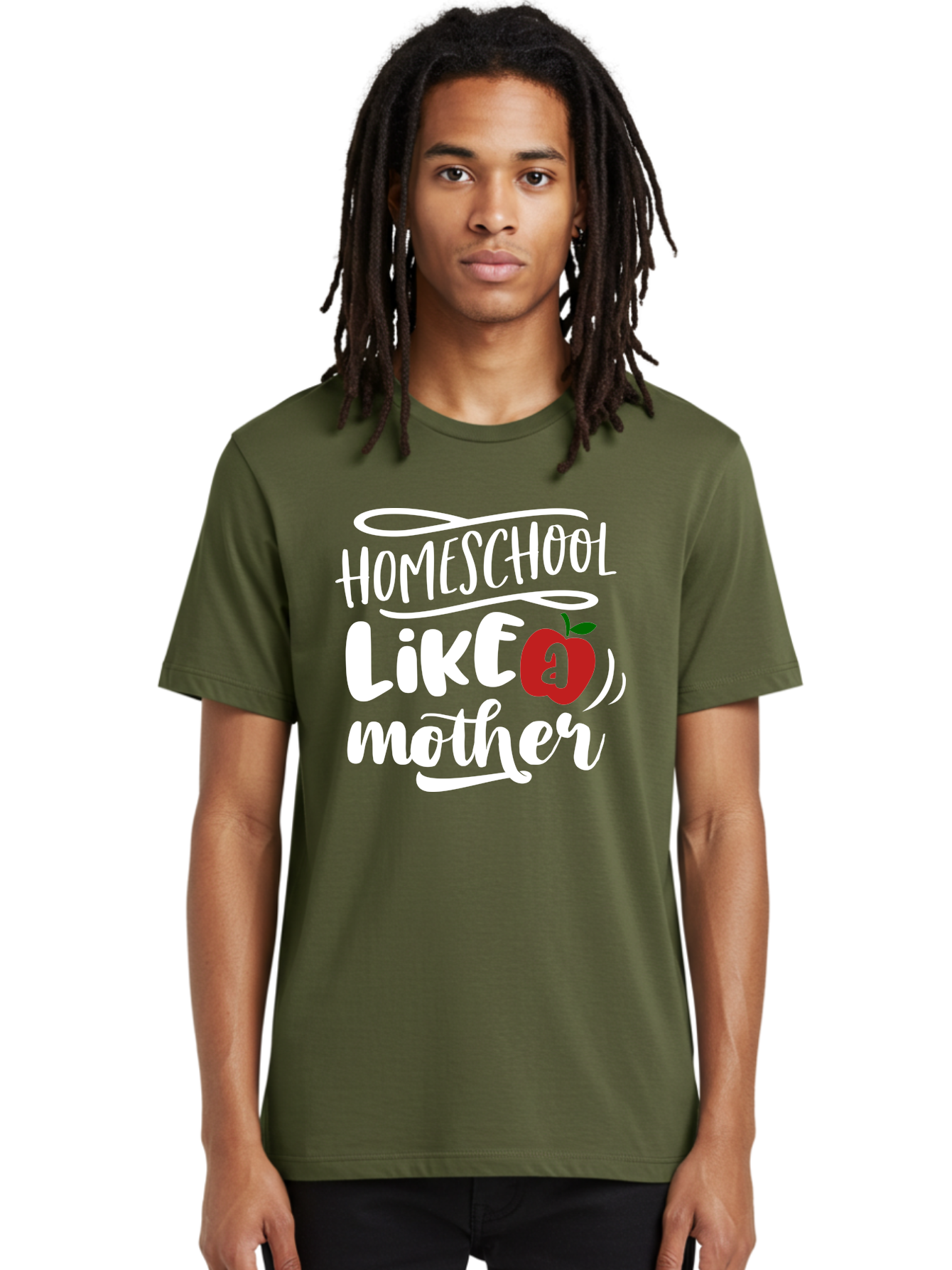 Homeschool-Like-Mother Men'S Graphic Tee, 100% Cotton, Comfortable Casual Summer Wear, Machine Washable, Homeschool, Homeschooling, Motherhood, Apple Symbol, Education, Learning, Parenting, Family, Inspirational Quote, Motivational Phrase Aab363 6