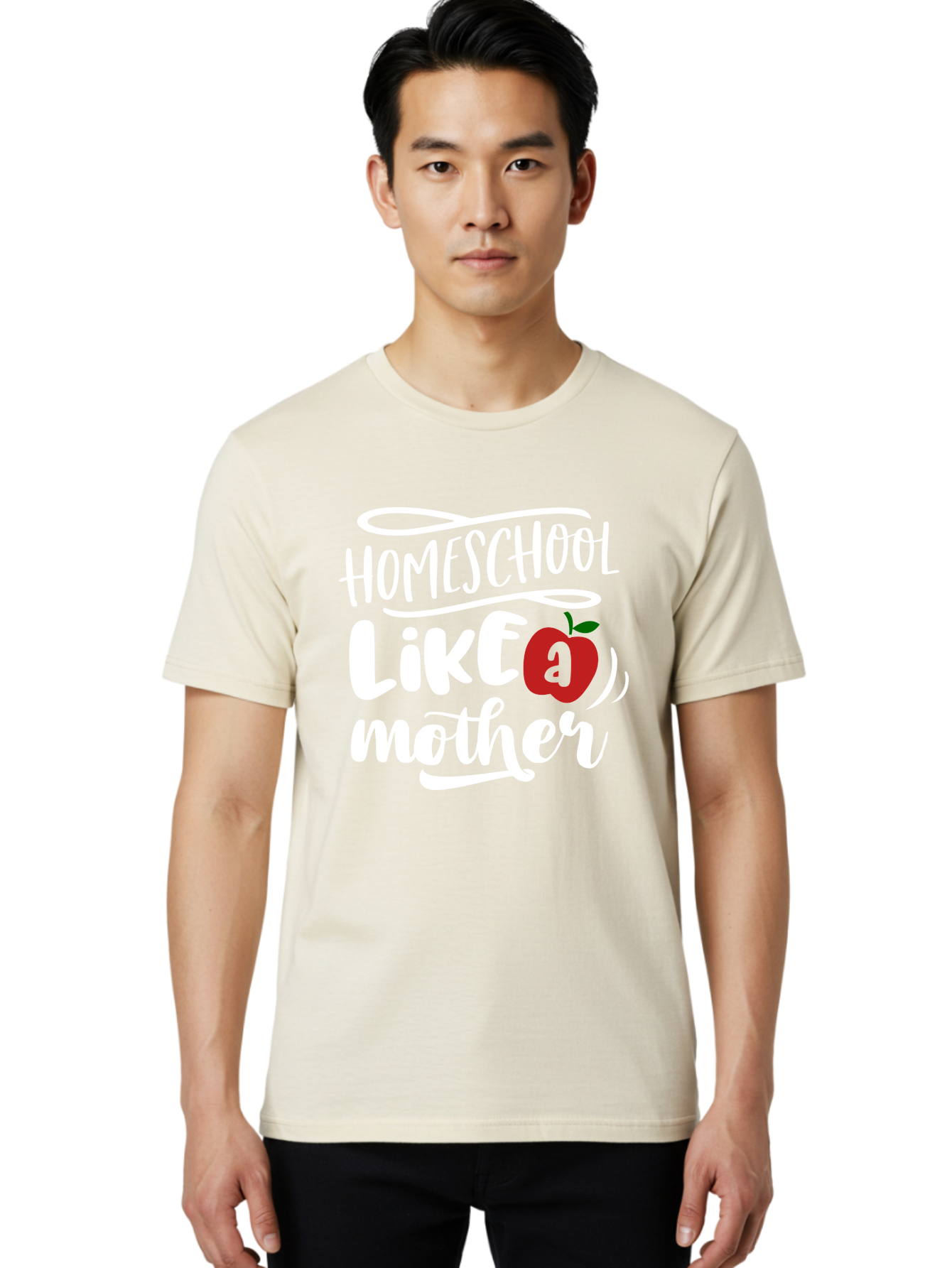 Homeschool-Like-Mother Men'S Graphic Tee, 100% Cotton, Comfortable Casual Summer Wear, Machine Washable, Homeschool, Homeschooling, Motherhood, Apple Symbol, Education, Learning, Parenting, Family, Inspirational Quote, Motivational Phrase Aab363 20
