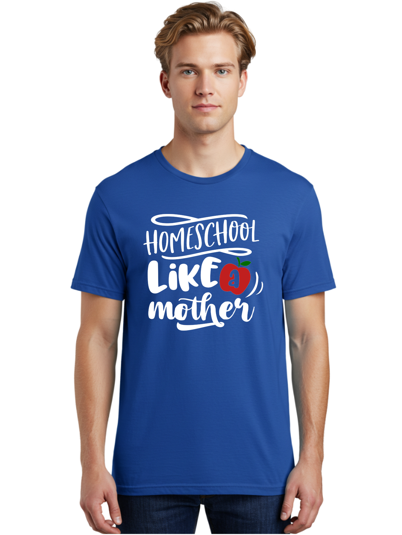 Homeschool-Like-Mother Men'S Graphic Tee, 100% Cotton, Comfortable Casual Summer Wear, Machine Washable, Homeschool, Homeschooling, Motherhood, Apple Symbol, Education, Learning, Parenting, Family, Inspirational Quote, Motivational Phrase Aab363 28