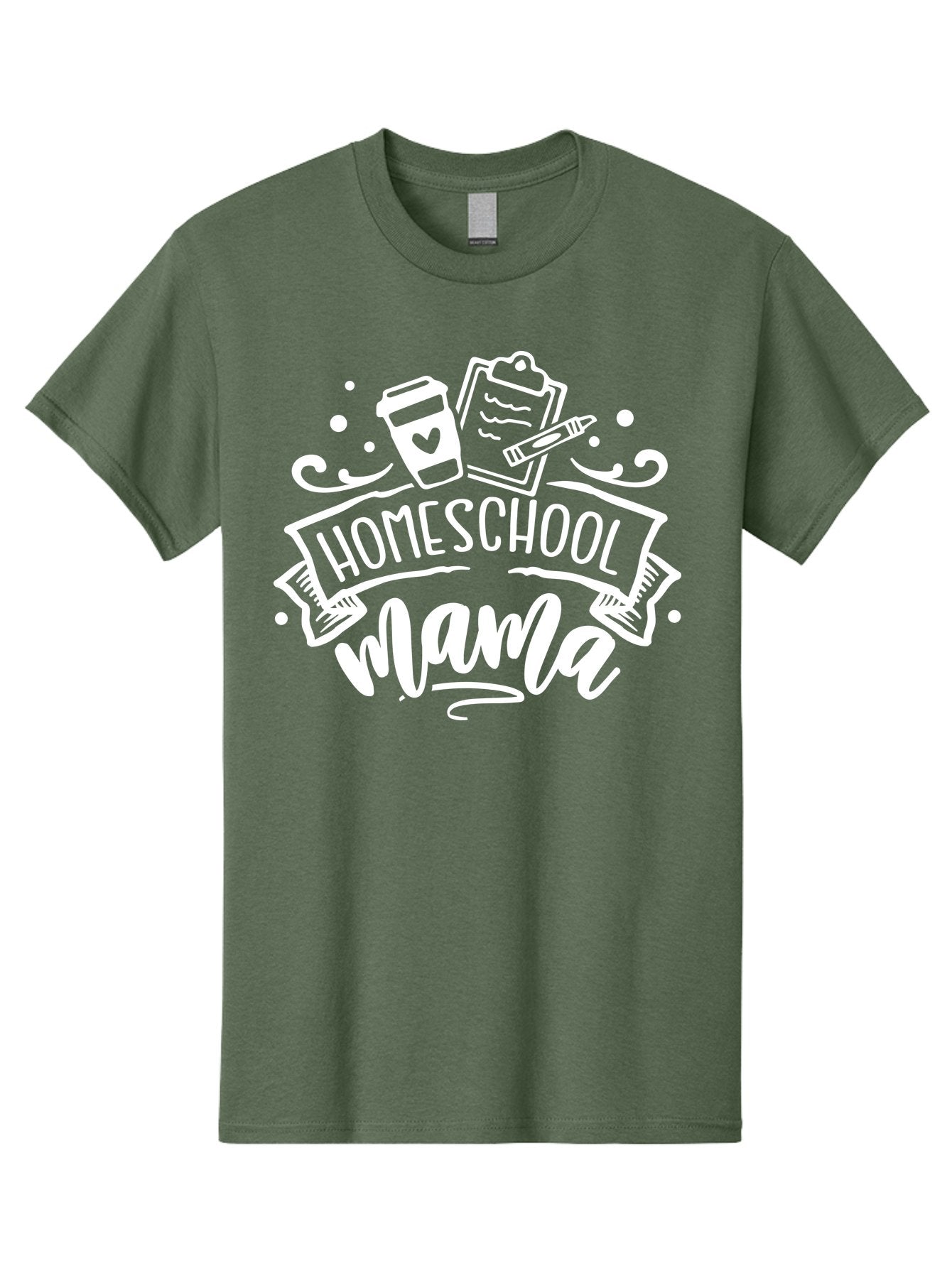 Homeschool-Mama-1 Men'S Graphic Tee, 100% Cotton, Comfortable Casual Summer Wear, Machine Washable, Homeschool Mama, Coffee Cup, Pencil, Clipboard, White Doodles, Swirls And Dots, Back To School, Homeschooling, Mom Life, Parenting, Education Aab364 9