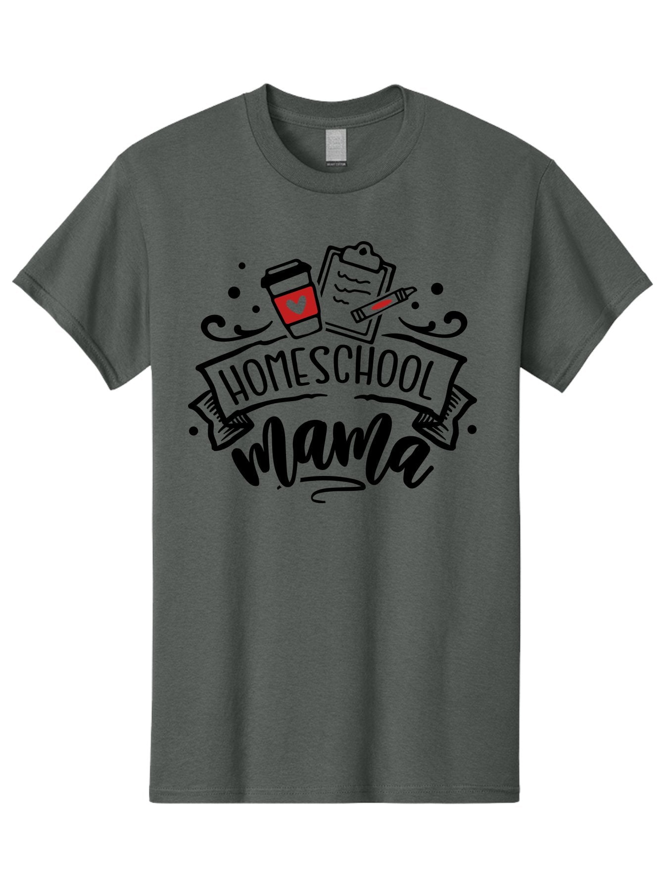 Homeschool-Mama-3 Men'S Graphic Tee, 100% Cotton, Comfortable Casual Summer Wear, Machine Washable, Homeschool Mama, Coffee Cup, Clipboard, Pencil, Homeschooling Resources, Education At Home, Motherhood, Learning Together, Coffee For Moms Aab366