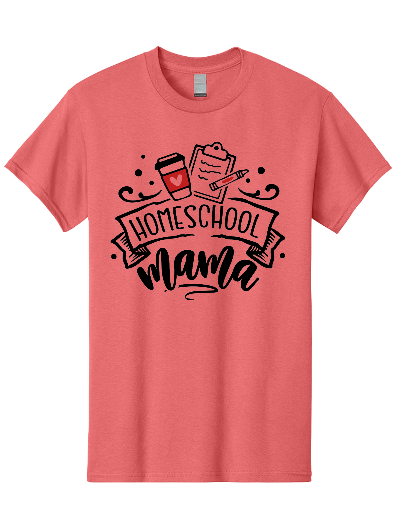 Homeschool-Mama-3 Men'S Graphic Tee, 100% Cotton, Comfortable Casual Summer Wear, Machine Washable, Homeschool Mama, Coffee Cup, Clipboard, Pencil, Homeschooling Resources, Education At Home, Motherhood, Learning Together, Coffee For Moms Aab366 29