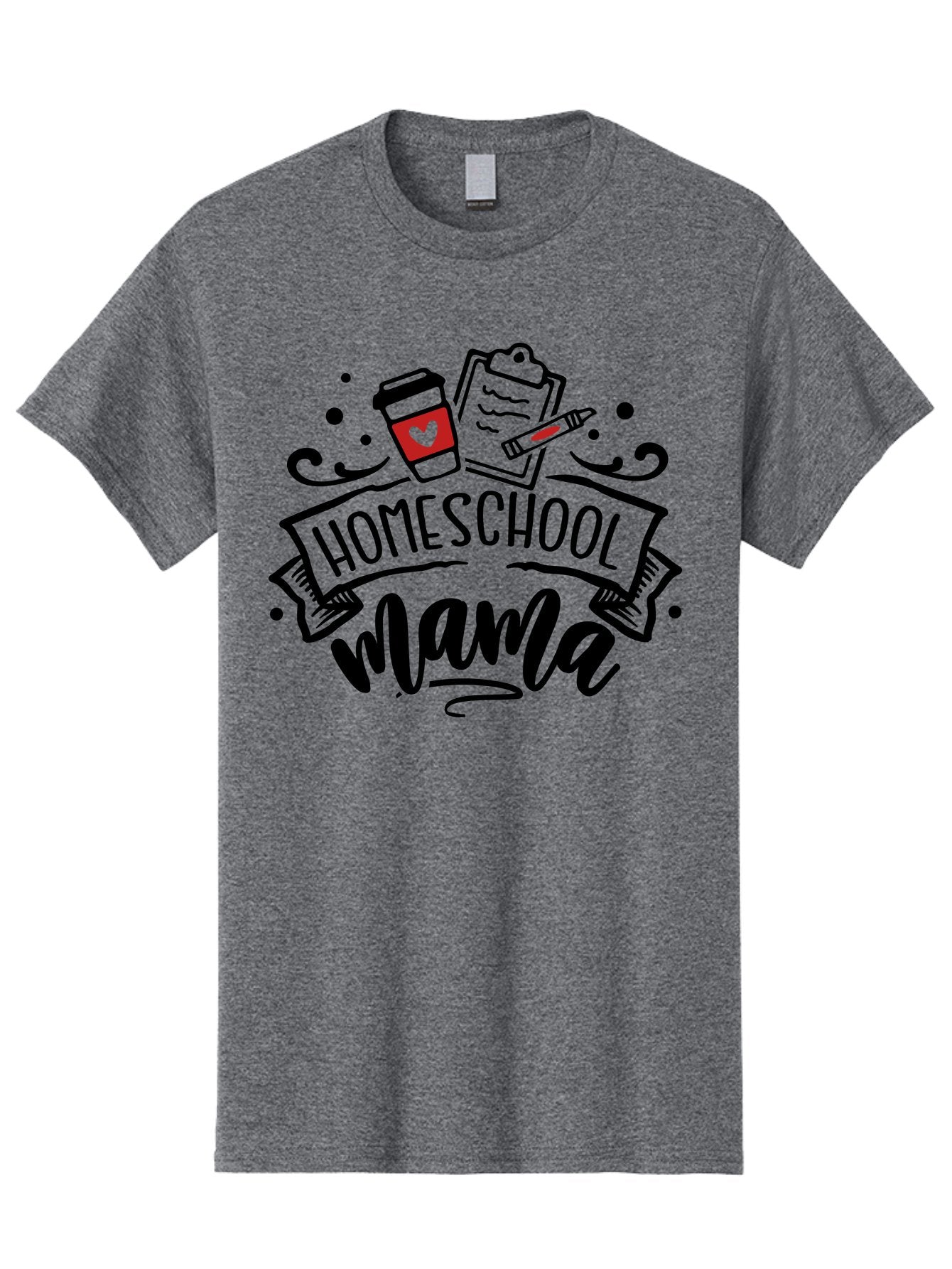 Homeschool-Mama-3 Men'S Graphic Tee, 100% Cotton, Comfortable Casual Summer Wear, Machine Washable, Homeschool Mama, Coffee Cup, Clipboard, Pencil, Homeschooling Resources, Education At Home, Motherhood, Learning Together, Coffee For Moms Aab366 14