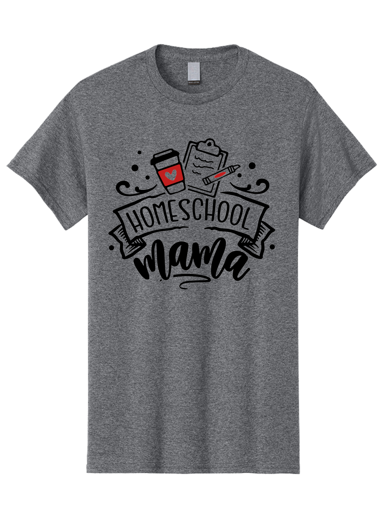 Homeschool-Mama-3 Men'S Graphic Tee, 100% Cotton, Comfortable Casual Summer Wear, Machine Washable, Homeschool Mama, Coffee Cup, Clipboard, Pencil, Homeschooling Resources, Education At Home, Motherhood, Learning Together, Coffee For Moms Aab366 3