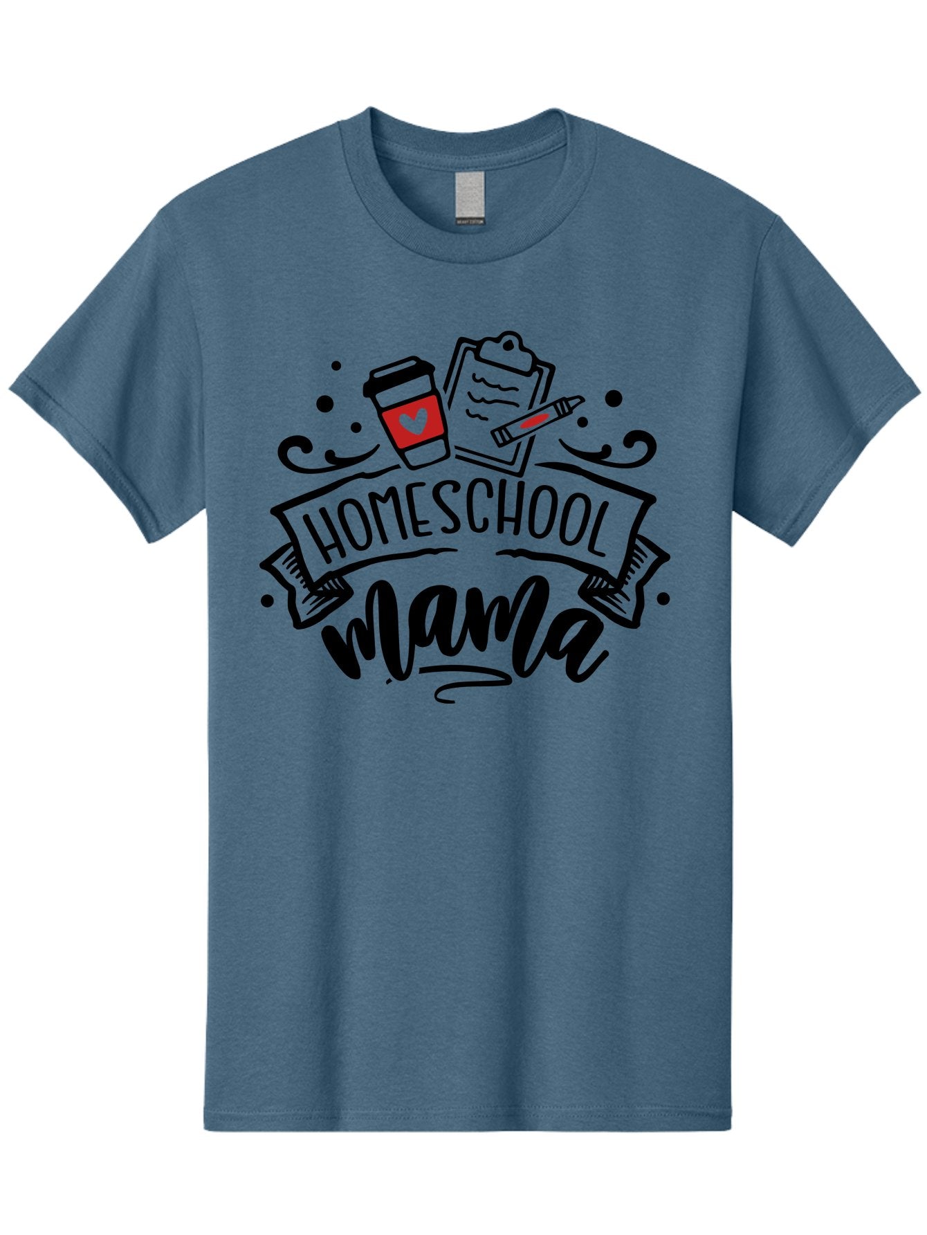 Homeschool-Mama-3 Men'S Graphic Tee, 100% Cotton, Comfortable Casual Summer Wear, Machine Washable, Homeschool Mama, Coffee Cup, Clipboard, Pencil, Homeschooling Resources, Education At Home, Motherhood, Learning Together, Coffee For Moms Aab366 15