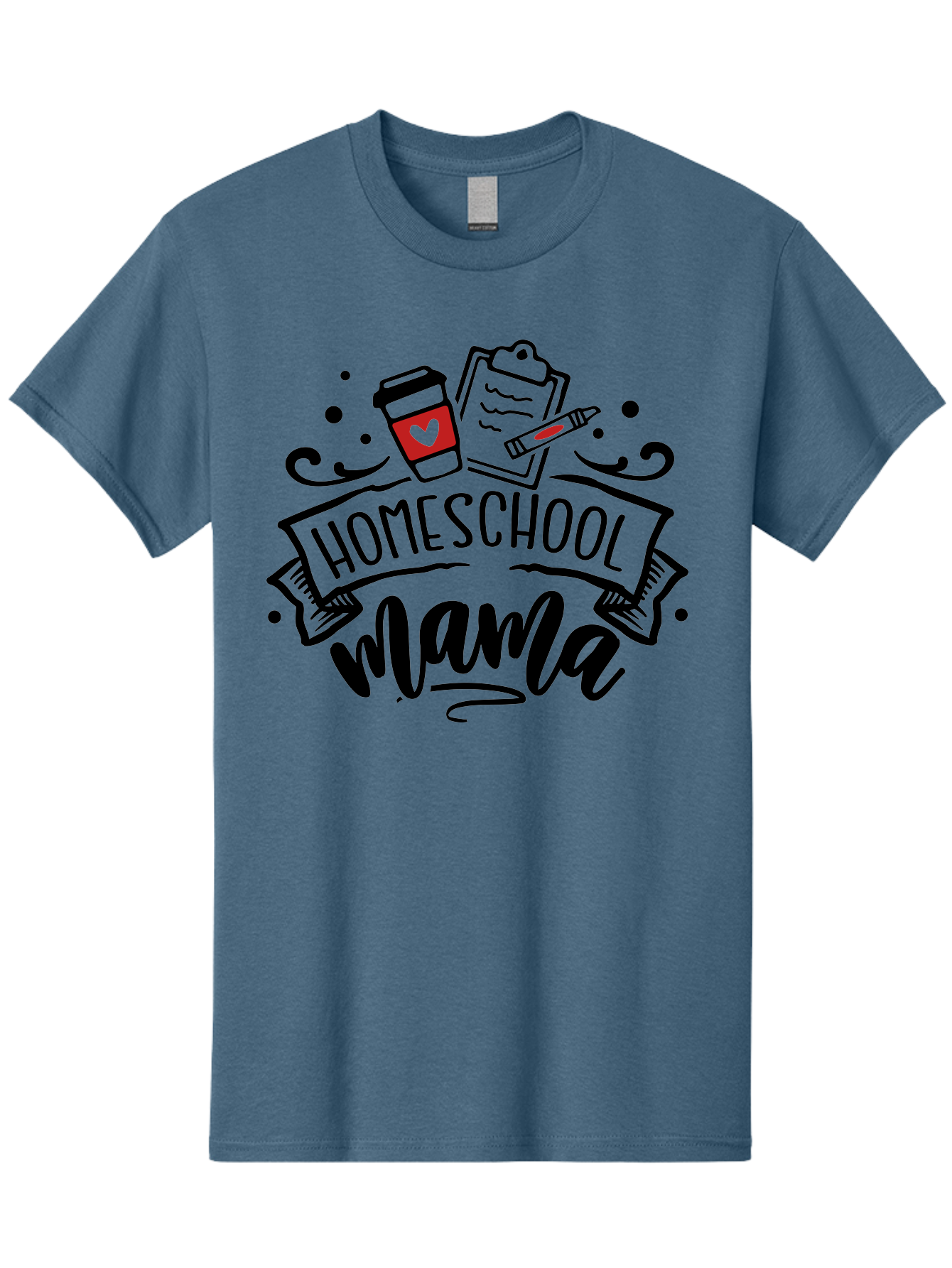 Homeschool-Mama-3 Men'S Graphic Tee, 100% Cotton, Comfortable Casual Summer Wear, Machine Washable, Homeschool Mama, Coffee Cup, Clipboard, Pencil, Homeschooling Resources, Education At Home, Motherhood, Learning Together, Coffee For Moms Aab366