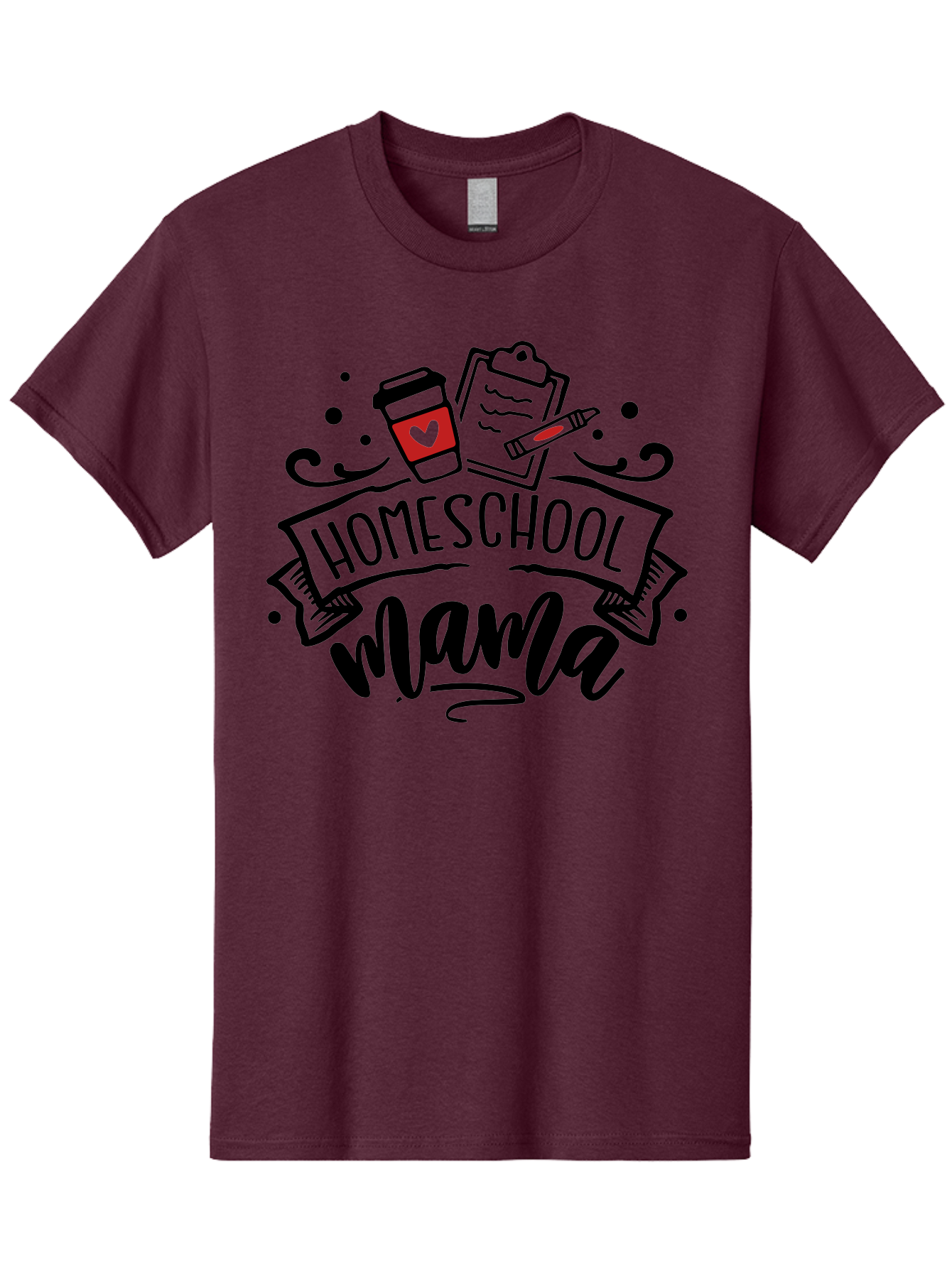 Homeschool-Mama-3 Men'S Graphic Tee, 100% Cotton, Comfortable Casual Summer Wear, Machine Washable, Homeschool Mama, Coffee Cup, Clipboard, Pencil, Homeschooling Resources, Education At Home, Motherhood, Learning Together, Coffee For Moms Aab366 25