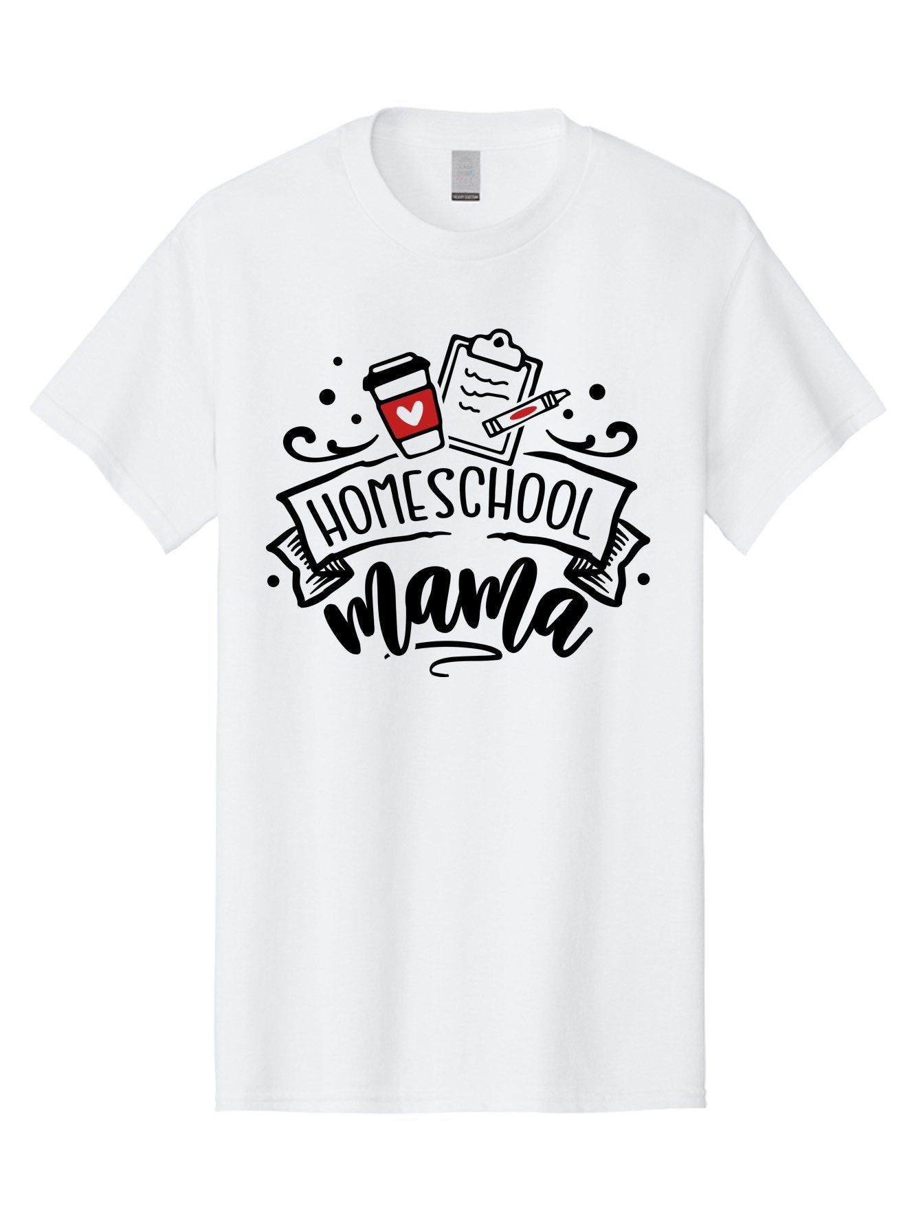 Homeschool-Mama-3 Men'S Graphic Tee, 100% Cotton, Comfortable Casual Summer Wear, Machine Washable, Homeschool Mama, Coffee Cup, Clipboard, Pencil, Homeschooling Resources, Education At Home, Motherhood, Learning Together, Coffee For Moms Aab366 9