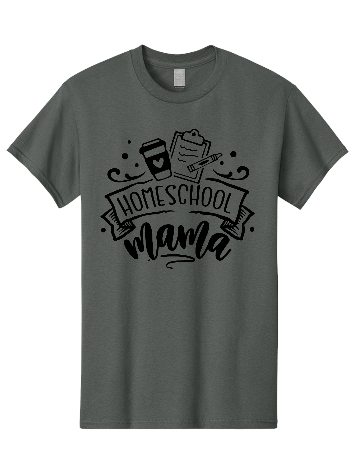 Homeschool-Mama Men'S Graphic Tee, 100% Cotton, Comfortable Casual Summer Wear, Machine Washable, Homeschool Mama, Coffee Cup, Clipboard, Pencil, Educational Tools, Home Education, Mom Life, Parenting, Learning, Teaching Aab367 5