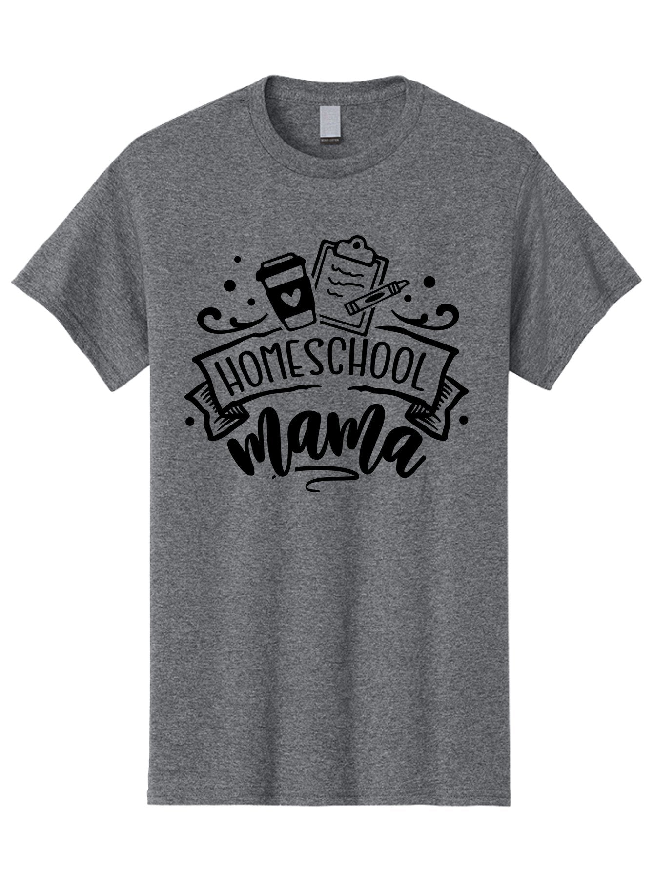 Homeschool-Mama Men'S Graphic Tee, 100% Cotton, Comfortable Casual Summer Wear, Machine Washable, Homeschool Mama, Coffee Cup, Clipboard, Pencil, Educational Tools, Home Education, Mom Life, Parenting, Learning, Teaching Aab367 14