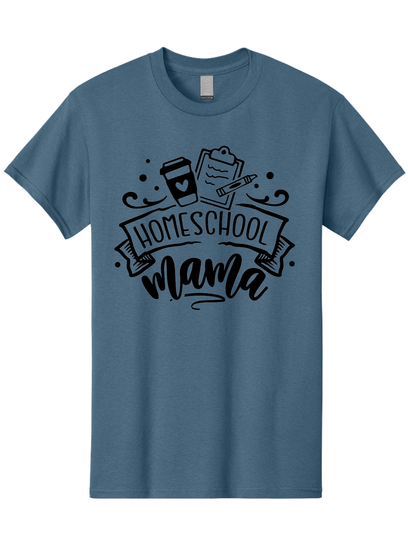 Homeschool-Mama Men'S Graphic Tee, 100% Cotton, Comfortable Casual Summer Wear, Machine Washable, Homeschool Mama, Coffee Cup, Clipboard, Pencil, Educational Tools, Home Education, Mom Life, Parenting, Learning, Teaching Aab367 21