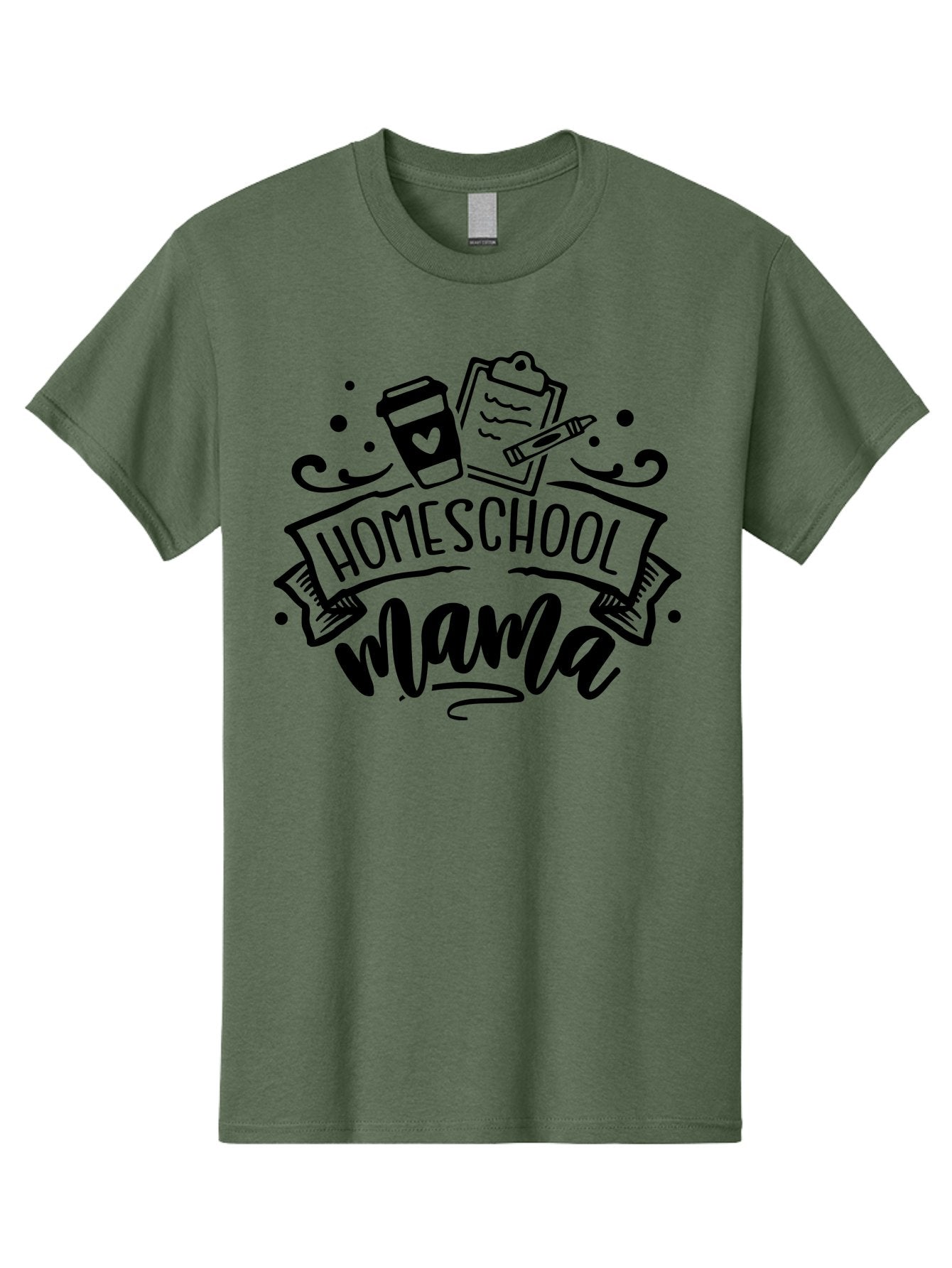 Homeschool-Mama Men'S Graphic Tee, 100% Cotton, Comfortable Casual Summer Wear, Machine Washable, Homeschool Mama, Coffee Cup, Clipboard, Pencil, Educational Tools, Home Education, Mom Life, Parenting, Learning, Teaching Aab367 5