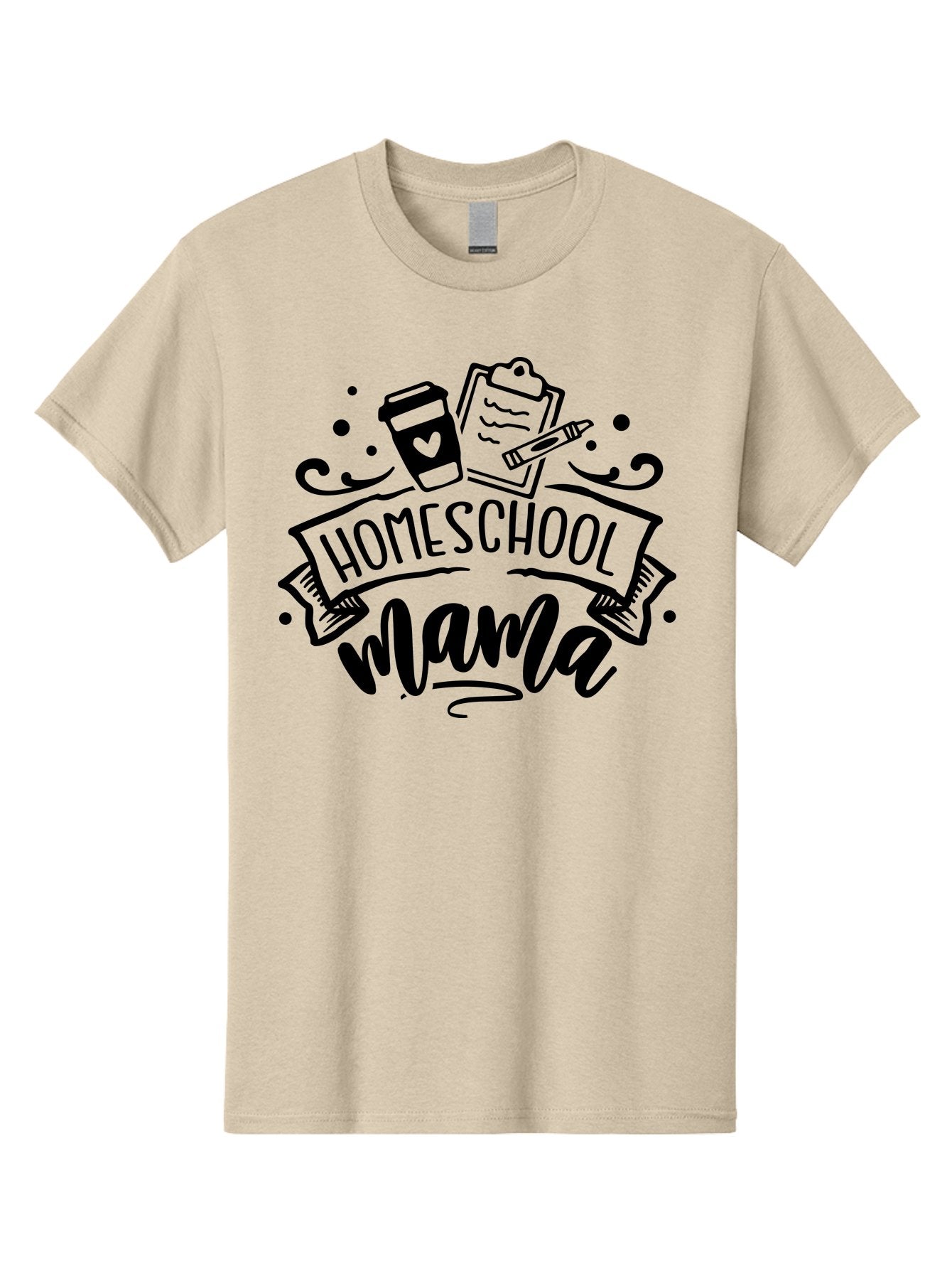 Homeschool-Mama Men'S Graphic Tee, 100% Cotton, Comfortable Casual Summer Wear, Machine Washable, Homeschool Mama, Coffee Cup, Clipboard, Pencil, Educational Tools, Home Education, Mom Life, Parenting, Learning, Teaching Aab367 10