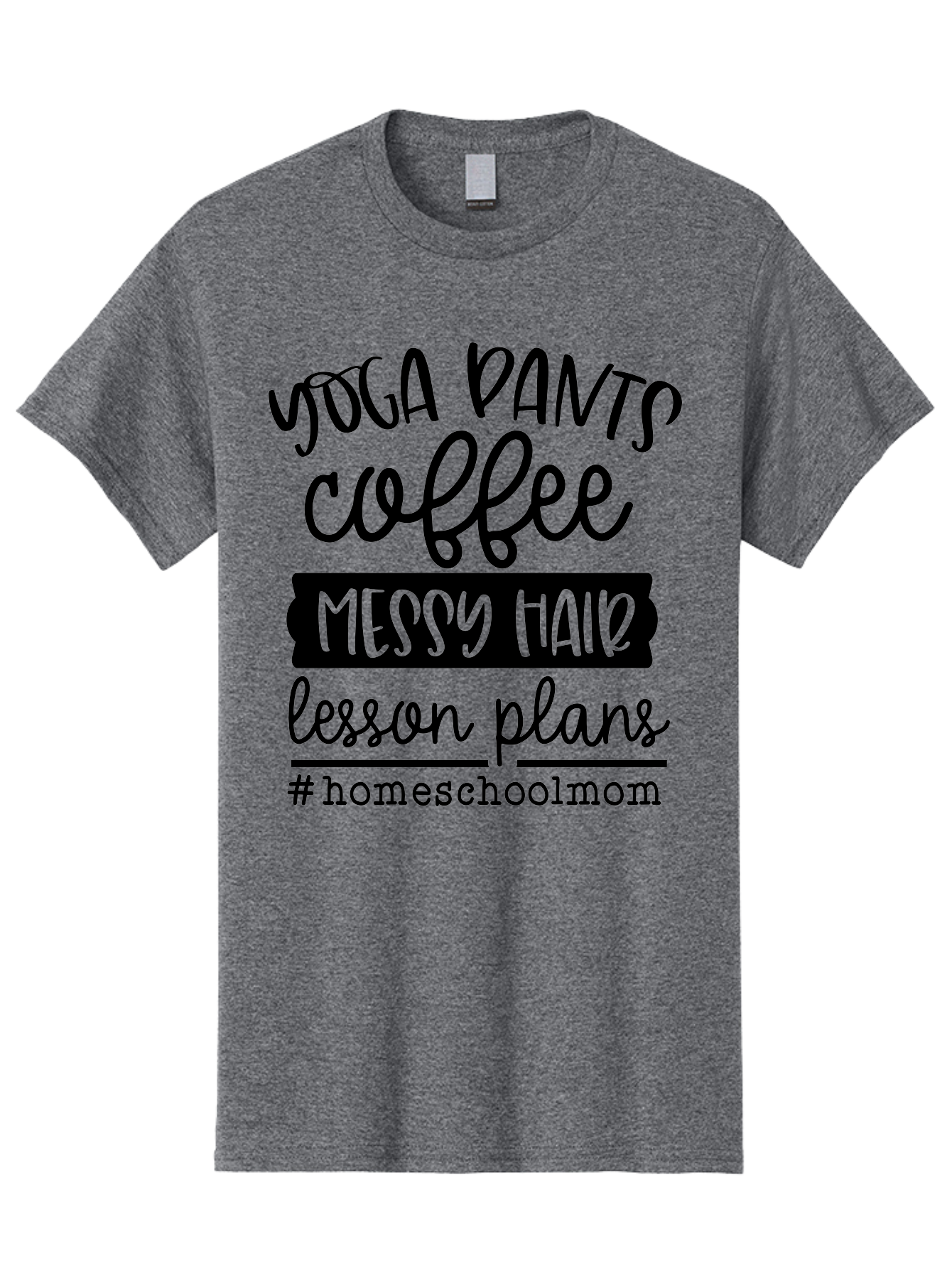 Homeschool-Mom-1 Men'S Graphic Tee, 100% Cotton, Comfortable Casual Summer Wear, Machine Washable, Homeschool Mom, Yoga Pants, Coffee, Messy Hair, Lesson Plans, Homeschooling, Parenting, Mom Life, Everyday Struggles, Relaxed Mom, Casual Style Aab368 9