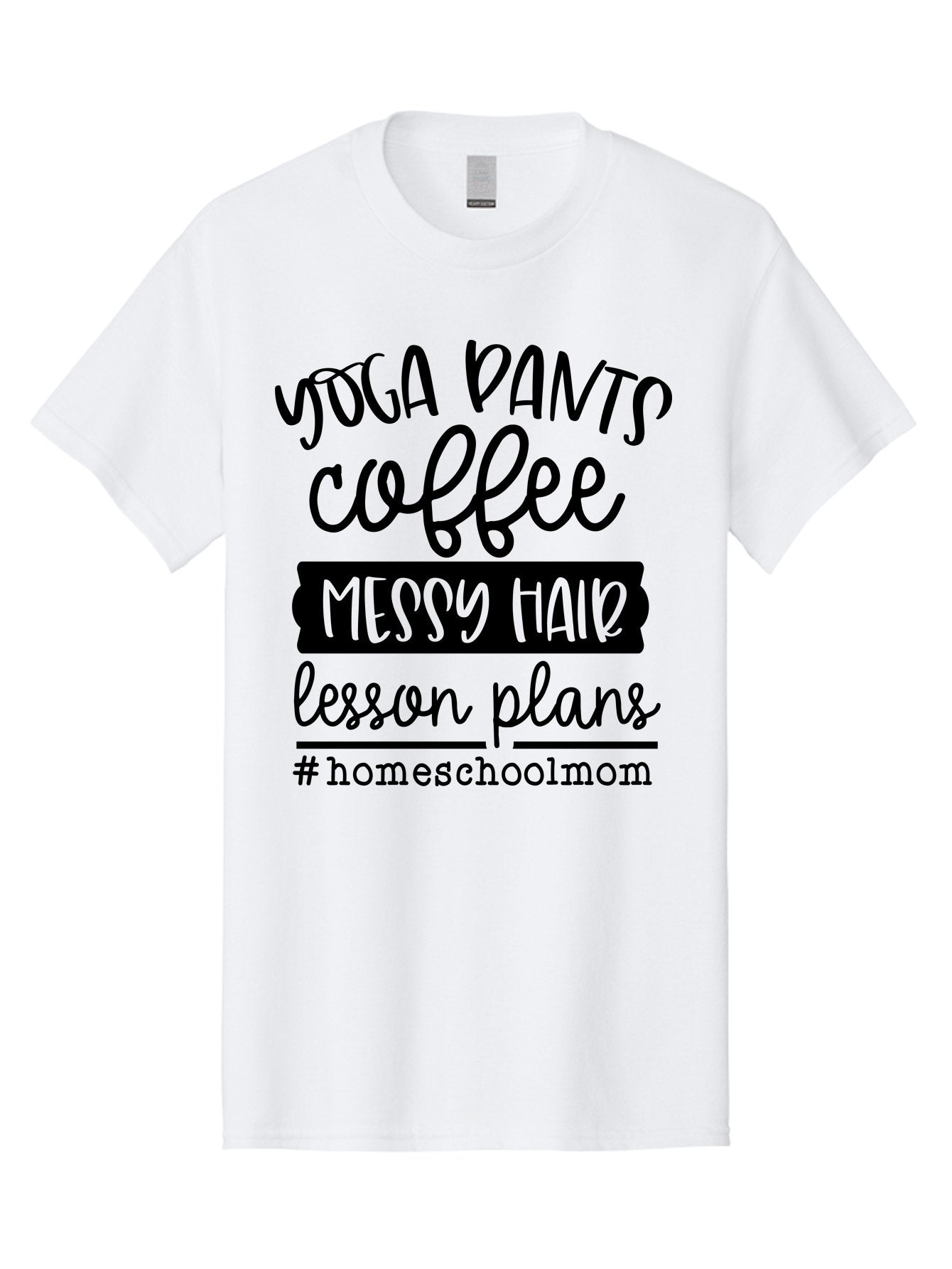 Homeschool-Mom-1 Men'S Graphic Tee, 100% Cotton, Comfortable Casual Summer Wear, Machine Washable, Homeschool Mom, Yoga Pants, Coffee, Messy Hair, Lesson Plans, Homeschooling, Parenting, Mom Life, Everyday Struggles, Relaxed Mom, Casual Style Aab368