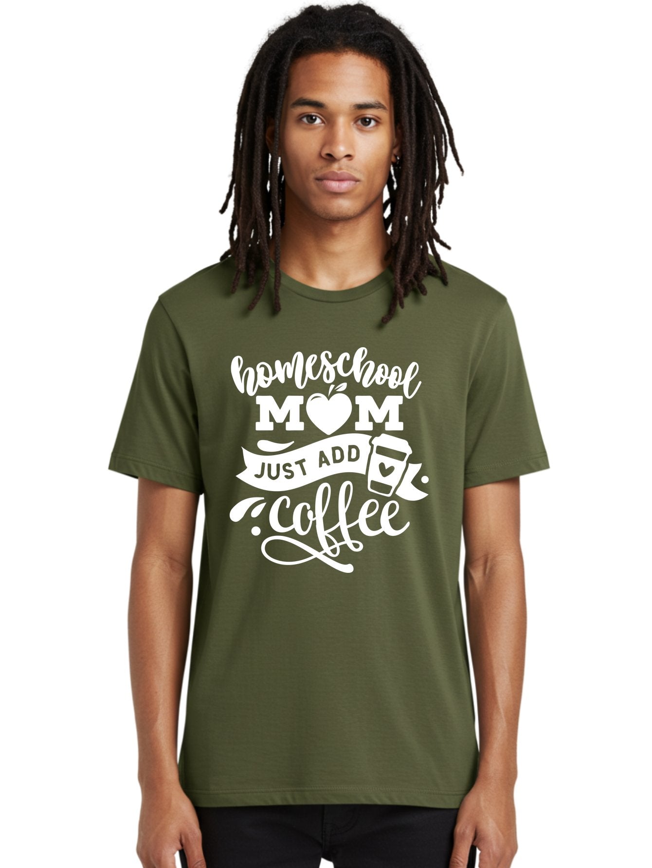 Homeschool-Mom-Just-Add-Coffee-1 Men'S Graphic Tee, 100% Cotton, Comfortable Casual Summer Wear, Machine Washable, Homeschool Mom, Coffee Lover, Mom Life, Coffee Mom, Funny Quote, Homeschooling, Mom Humor, Coffee Culture, Inspirational Quote Aab370 27