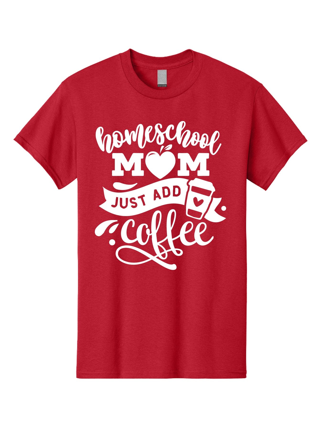 Homeschool-Mom-Just-Add-Coffee-1 Men'S Graphic Tee, 100% Cotton, Comfortable Casual Summer Wear, Machine Washable, Homeschool Mom, Coffee Lover, Mom Life, Coffee Mom, Funny Quote, Homeschooling, Mom Humor, Coffee Culture, Inspirational Quote Aab370