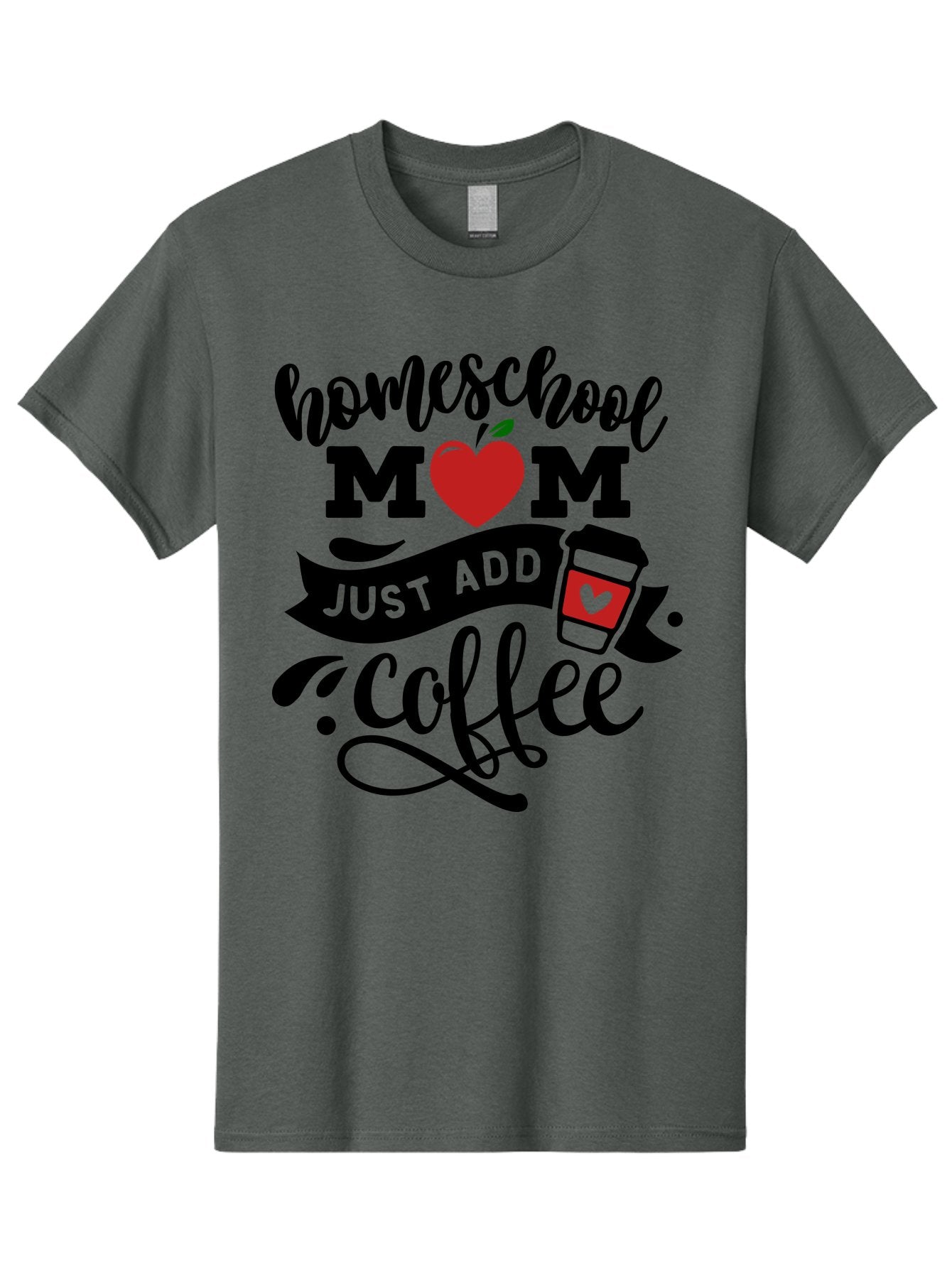 Homeschool-Mom-Just-Add-Coffee-2 Men'S Graphic Tee, 100% Cotton, Comfortable Casual Summer Wear, Machine Washable, Homeschool Mom, Coffee Lover, Motherhood, Homeschooling, Mom Life, Coffee Addiction, Funny Quote, Motherhood Quote, Love Heart, Aab371 7