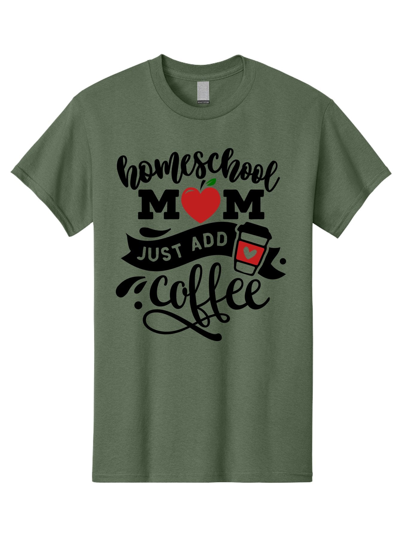 Homeschool-Mom-Just-Add-Coffee-2 Men'S Graphic Tee, 100% Cotton, Comfortable Casual Summer Wear, Machine Washable, Homeschool Mom, Coffee Lover, Motherhood, Homeschooling, Mom Life, Coffee Addiction, Funny Quote, Motherhood Quote, Love Heart, Aab371 8