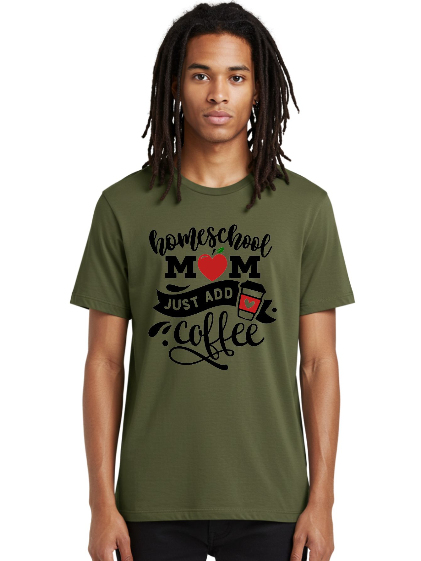 Homeschool-Mom-Just-Add-Coffee-2 Men'S Graphic Tee, 100% Cotton, Comfortable Casual Summer Wear, Machine Washable, Homeschool Mom, Coffee Lover, Motherhood, Homeschooling, Mom Life, Coffee Addiction, Funny Quote, Motherhood Quote, Love Heart, Aab371 12