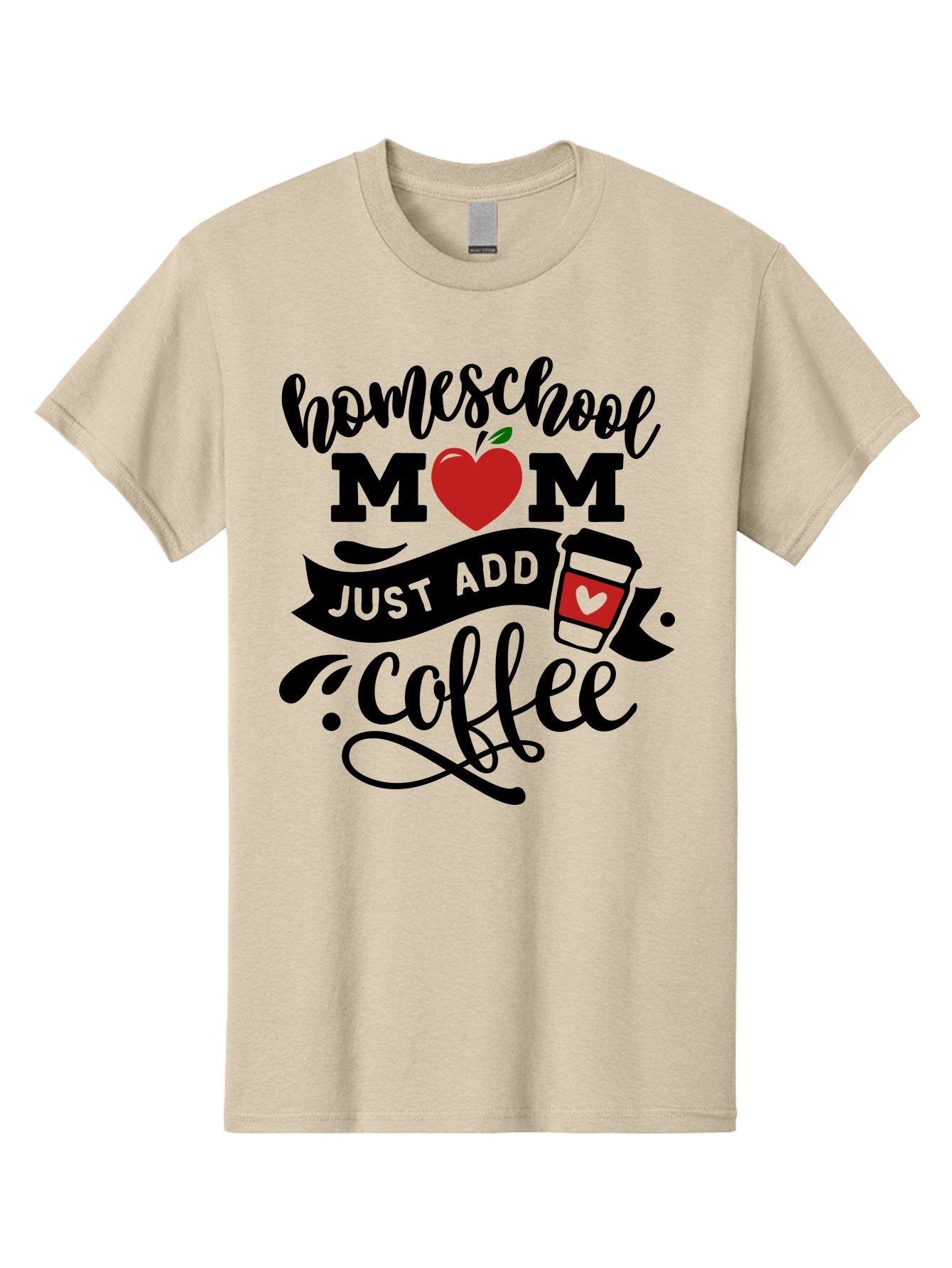 Homeschool-Mom-Just-Add-Coffee-2 Men'S Graphic Tee, 100% Cotton, Comfortable Casual Summer Wear, Machine Washable, Homeschool Mom, Coffee Lover, Motherhood, Homeschooling, Mom Life, Coffee Addiction, Funny Quote, Motherhood Quote, Love Heart, Aab371 15