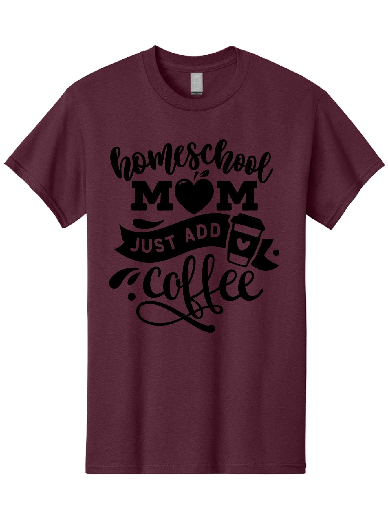 Homeschool-Mom-Just-Add-Coffee Men'S Graphic Tee, 100% Cotton, Comfortable Casual Summer Wear, Machine Washable, Homeschool Mom, Coffee Lover, Mom Life, Homeschooling, Parenting, Mom Humor, Coffee Addict, Motherhood Aab372 8