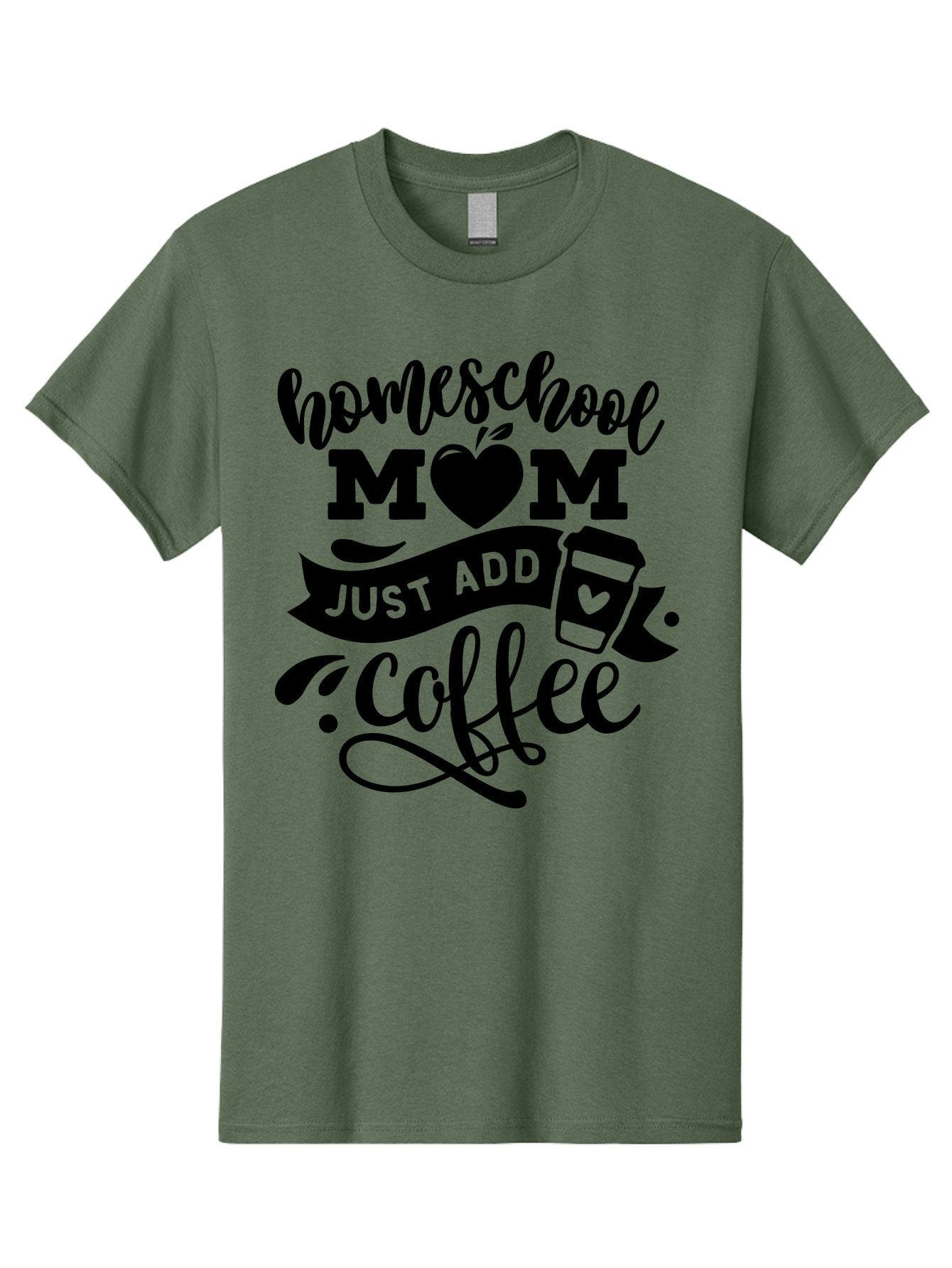 Homeschool-Mom-Just-Add-Coffee Men'S Graphic Tee, 100% Cotton, Comfortable Casual Summer Wear, Machine Washable, Homeschool Mom, Coffee Lover, Mom Life, Homeschooling, Parenting, Mom Humor, Coffee Addict, Motherhood Aab372