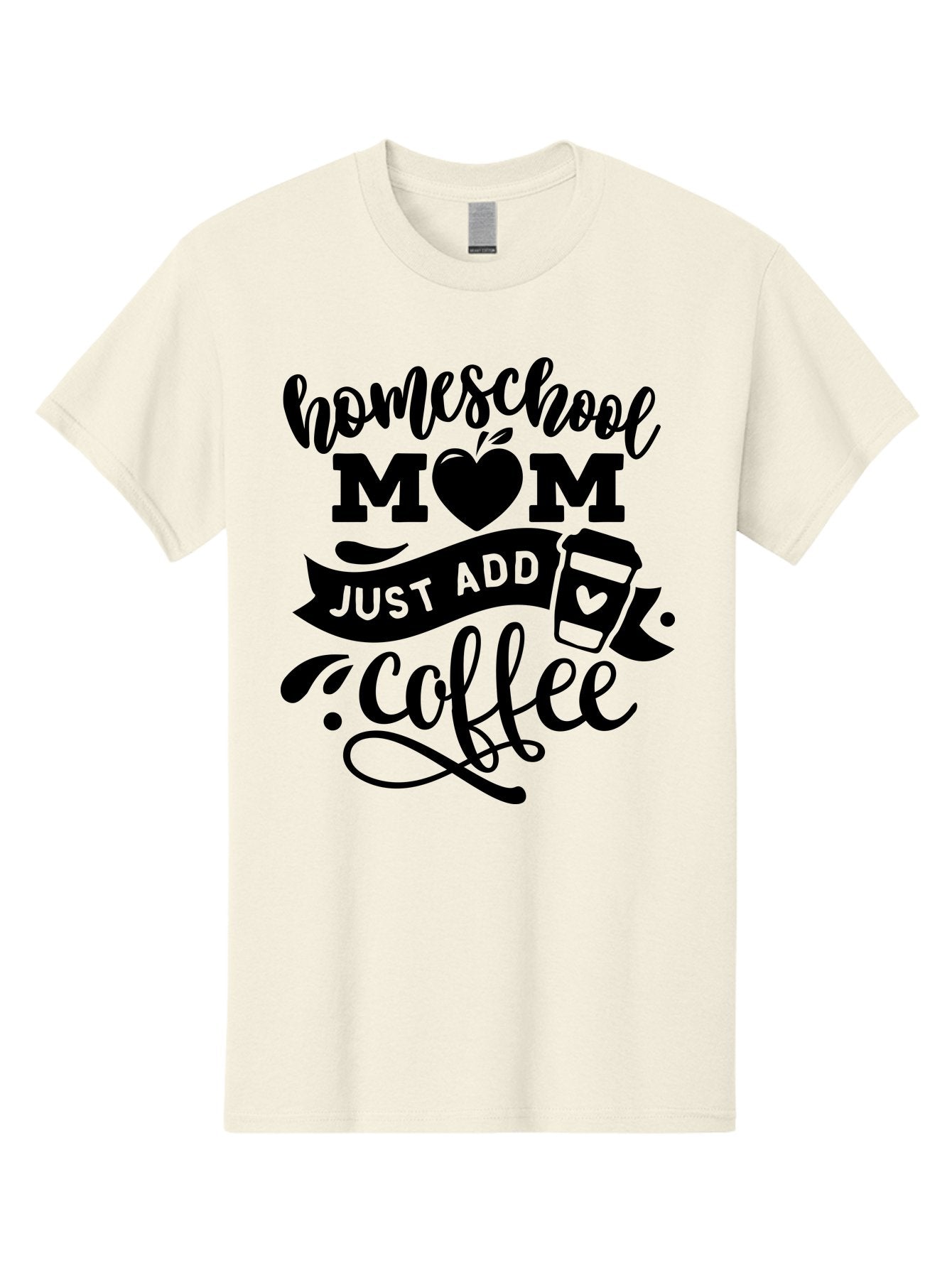 Homeschool-Mom-Just-Add-Coffee Men'S Graphic Tee, 100% Cotton, Comfortable Casual Summer Wear, Machine Washable, Homeschool Mom, Coffee Lover, Mom Life, Homeschooling, Parenting, Mom Humor, Coffee Addict, Motherhood Aab372