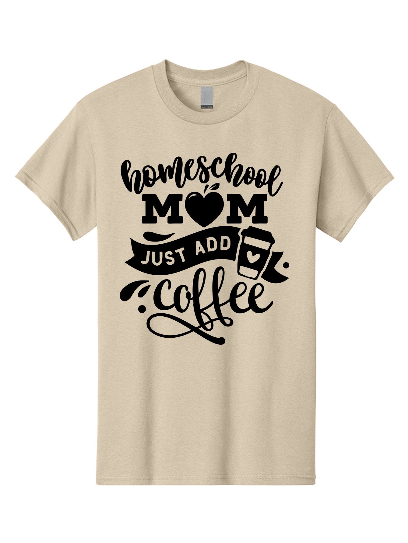 Homeschool-Mom-Just-Add-Coffee Men'S Graphic Tee, 100% Cotton, Comfortable Casual Summer Wear, Machine Washable, Homeschool Mom, Coffee Lover, Mom Life, Homeschooling, Parenting, Mom Humor, Coffee Addict, Motherhood Aab372 7