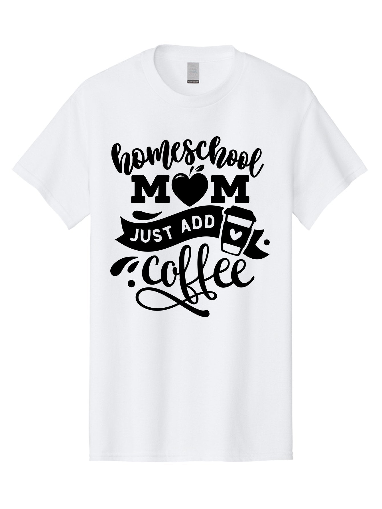 Homeschool-Mom-Just-Add-Coffee Men'S Graphic Tee, 100% Cotton, Comfortable Casual Summer Wear, Machine Washable, Homeschool Mom, Coffee Lover, Mom Life, Homeschooling, Parenting, Mom Humor, Coffee Addict, Motherhood Aab372 12