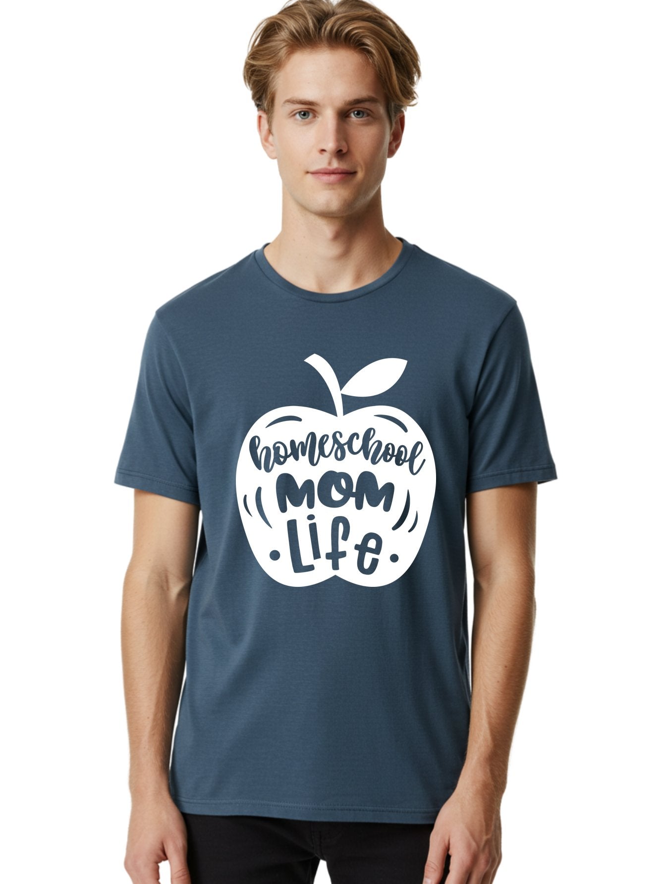 Homeschool-Mom-Life-1 Men'S Graphic Tee, 100% Cotton, Comfortable Casual Summer Wear, Machine Washable, Homeschool Mom Life, Apple Graphic, Homeschooling, Mom Life, Education, Parenting, Teaching, Learning, Green Apple Aab373 18