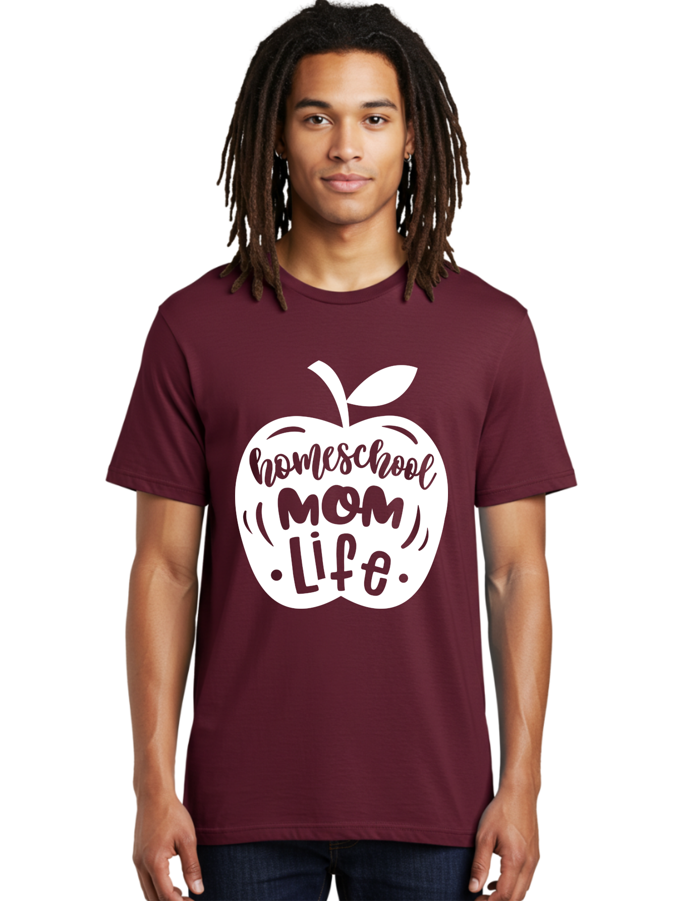 Homeschool-Mom-Life-1 Men'S Graphic Tee, 100% Cotton, Comfortable Casual Summer Wear, Machine Washable, Homeschool Mom Life, Apple Graphic, Homeschooling, Mom Life, Education, Parenting, Teaching, Learning, Green Apple Aab373