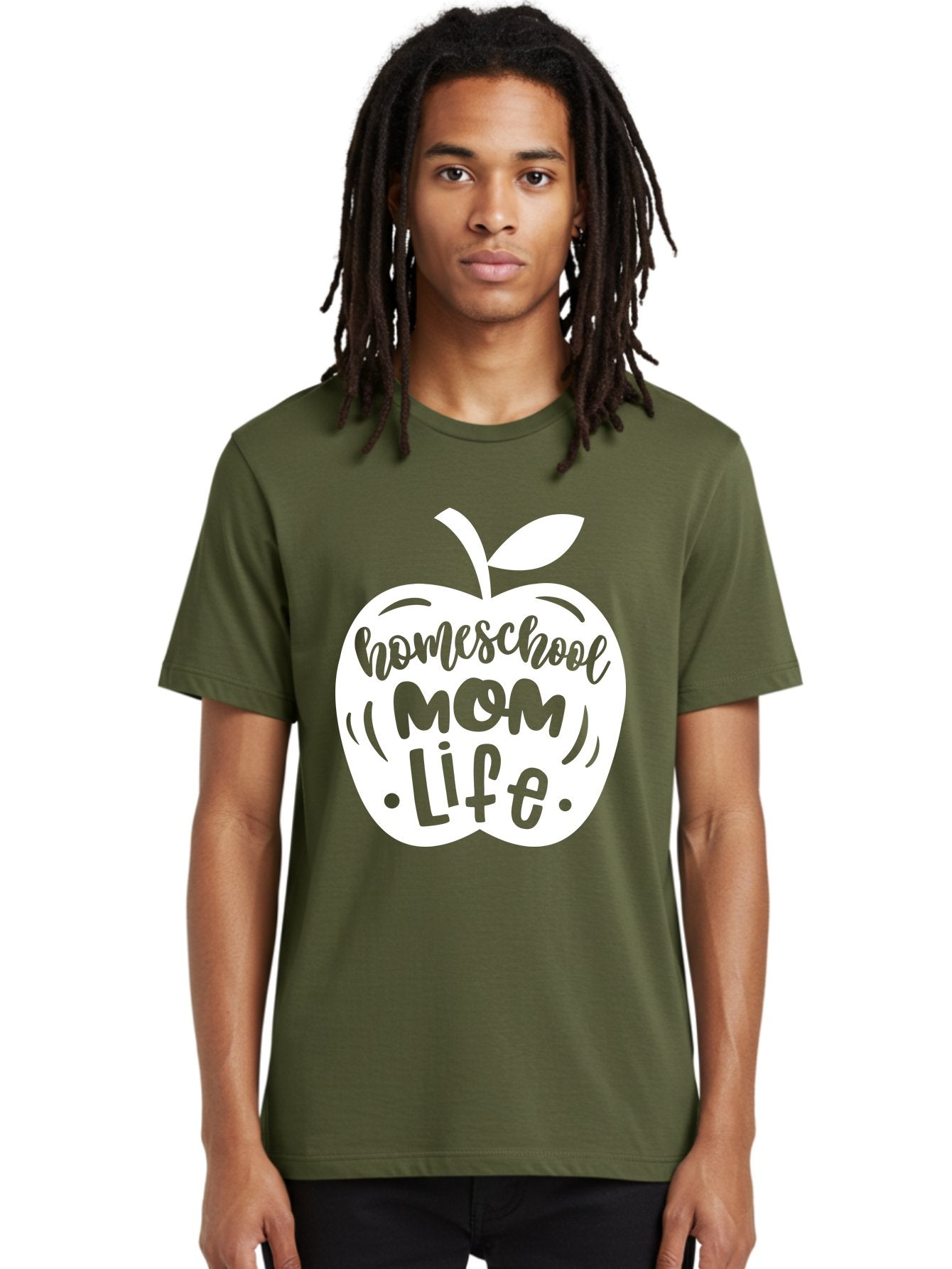 Homeschool-Mom-Life-1 Men'S Graphic Tee, 100% Cotton, Comfortable Casual Summer Wear, Machine Washable, Homeschool Mom Life, Apple Graphic, Homeschooling, Mom Life, Education, Parenting, Teaching, Learning, Green Apple Aab373 20