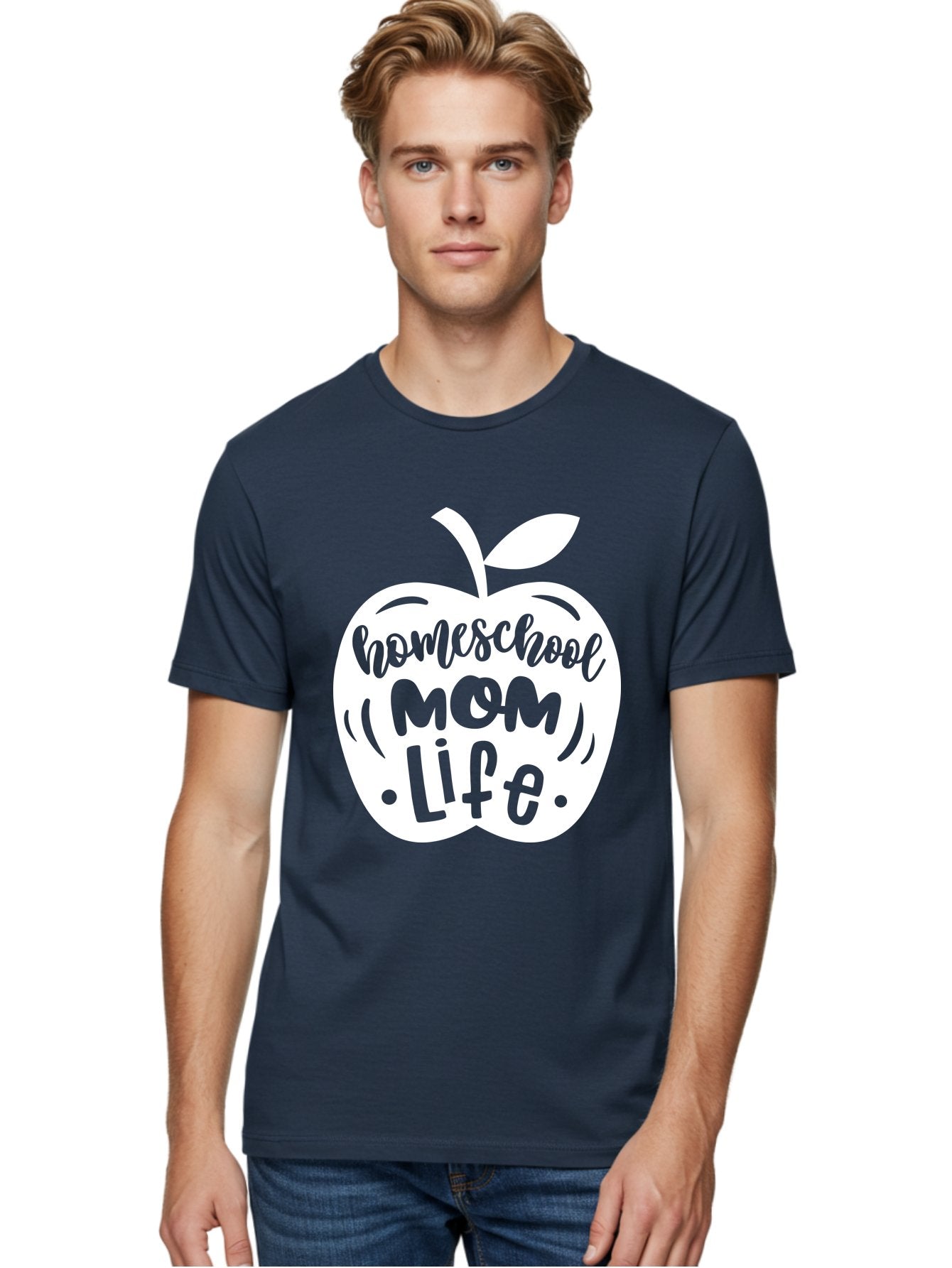 Homeschool-Mom-Life-1 Men'S Graphic Tee, 100% Cotton, Comfortable Casual Summer Wear, Machine Washable, Homeschool Mom Life, Apple Graphic, Homeschooling, Mom Life, Education, Parenting, Teaching, Learning, Green Apple Aab373 19