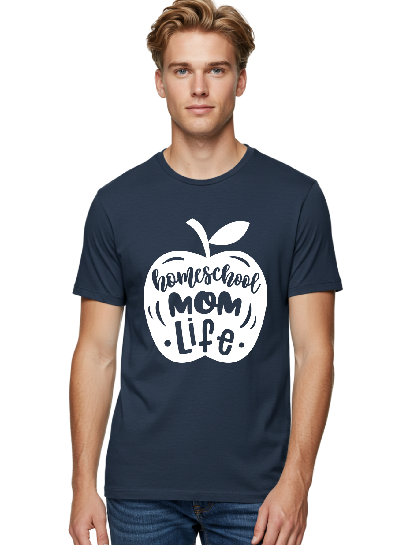 Homeschool-Mom-Life-1 Men'S Graphic Tee, 100% Cotton, Comfortable Casual Summer Wear, Machine Washable, Homeschool Mom Life, Apple Graphic, Homeschooling, Mom Life, Education, Parenting, Teaching, Learning, Green Apple Aab373 22