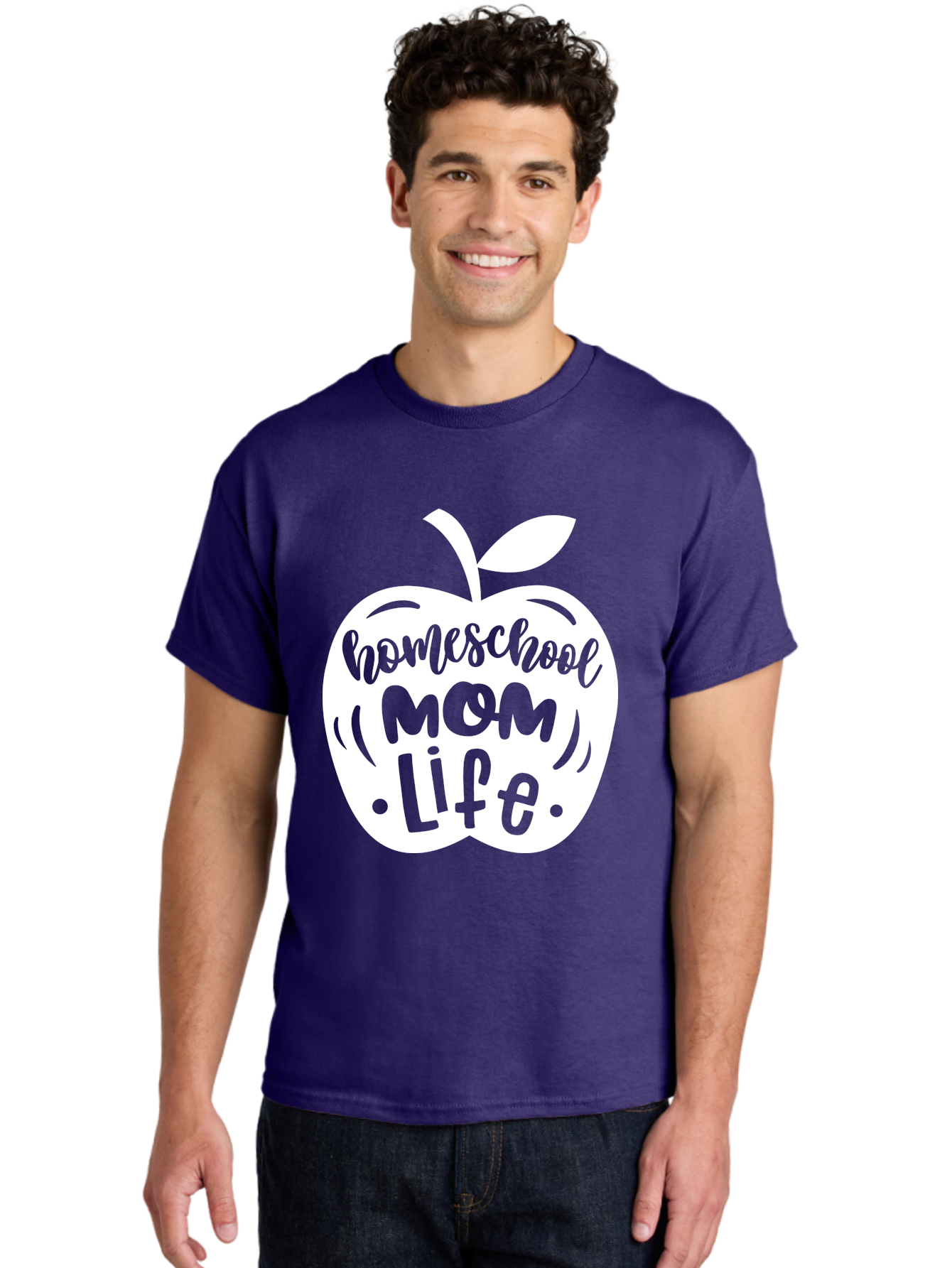 Homeschool-Mom-Life-1 Men'S Graphic Tee, 100% Cotton, Comfortable Casual Summer Wear, Machine Washable, Homeschool Mom Life, Apple Graphic, Homeschooling, Mom Life, Education, Parenting, Teaching, Learning, Green Apple Aab373 10