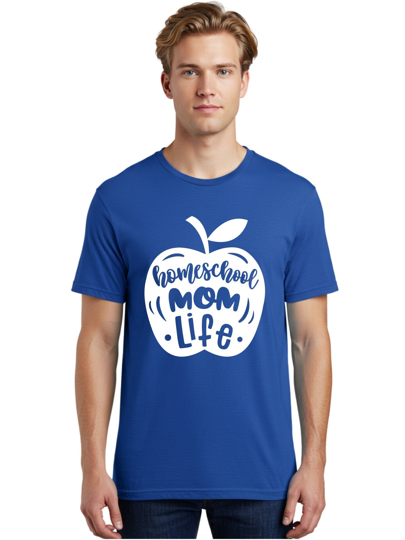 Homeschool-Mom-Life-1 Men'S Graphic Tee, 100% Cotton, Comfortable Casual Summer Wear, Machine Washable, Homeschool Mom Life, Apple Graphic, Homeschooling, Mom Life, Education, Parenting, Teaching, Learning, Green Apple Aab373 25