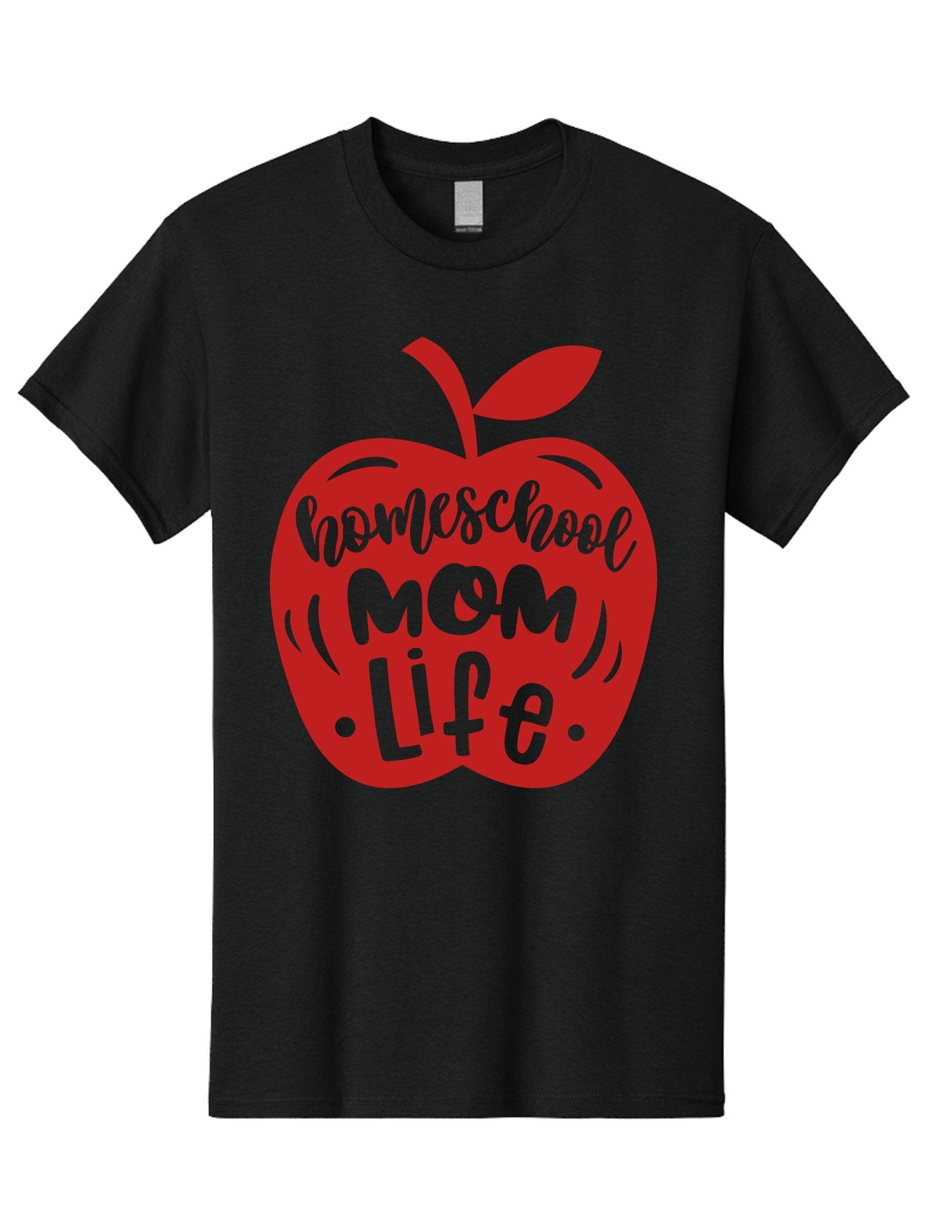 Homeschool-Mom-Life-2 Men'S Graphic Tee, 100% Cotton, Comfortable Casual Summer Wear, Machine Washable, Homeschool Mom Life, Apple Graphic, Red Apple, Green Text, Mom Life, Homeschooling, Parenting, Education, Learning At Home Aab374 9