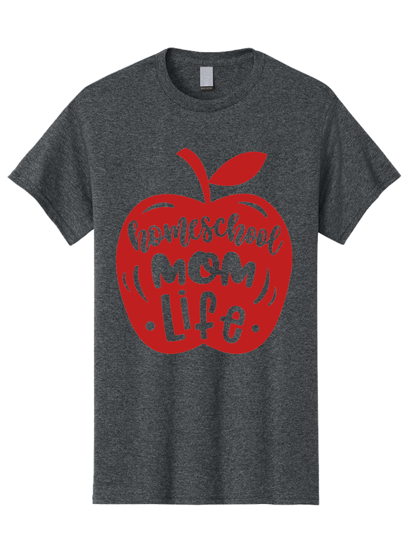 Homeschool-Mom-Life-2 Men'S Graphic Tee, 100% Cotton, Comfortable Casual Summer Wear, Machine Washable, Homeschool Mom Life, Apple Graphic, Red Apple, Green Text, Mom Life, Homeschooling, Parenting, Education, Learning At Home Aab374 27