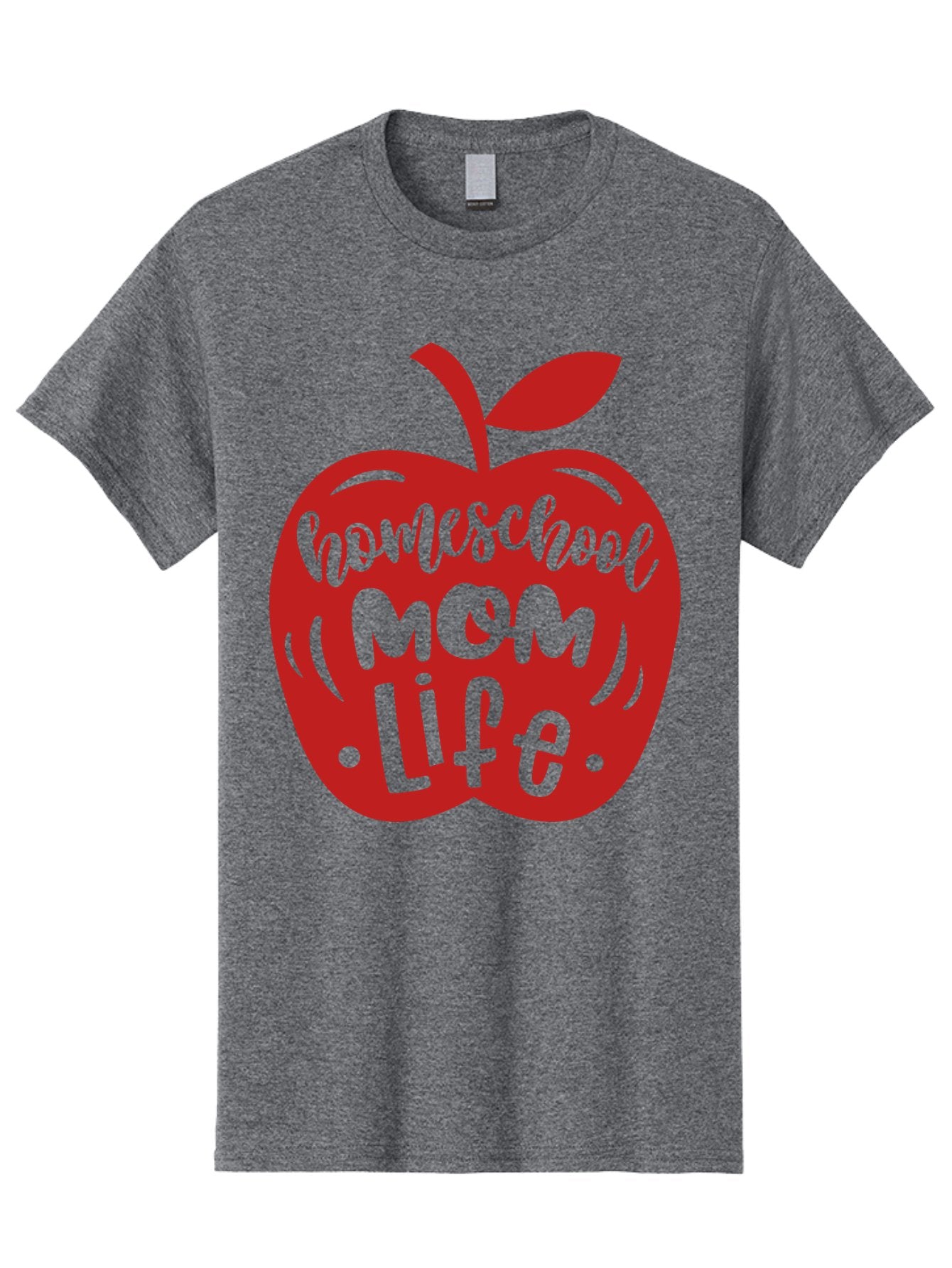 Homeschool-Mom-Life-2 Men'S Graphic Tee, 100% Cotton, Comfortable Casual Summer Wear, Machine Washable, Homeschool Mom Life, Apple Graphic, Red Apple, Green Text, Mom Life, Homeschooling, Parenting, Education, Learning At Home Aab374 13