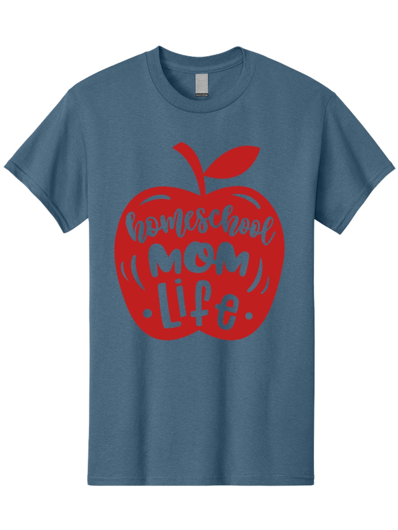 Homeschool-Mom-Life-2 Men'S Graphic Tee, 100% Cotton, Comfortable Casual Summer Wear, Machine Washable, Homeschool Mom Life, Apple Graphic, Red Apple, Green Text, Mom Life, Homeschooling, Parenting, Education, Learning At Home Aab374 6