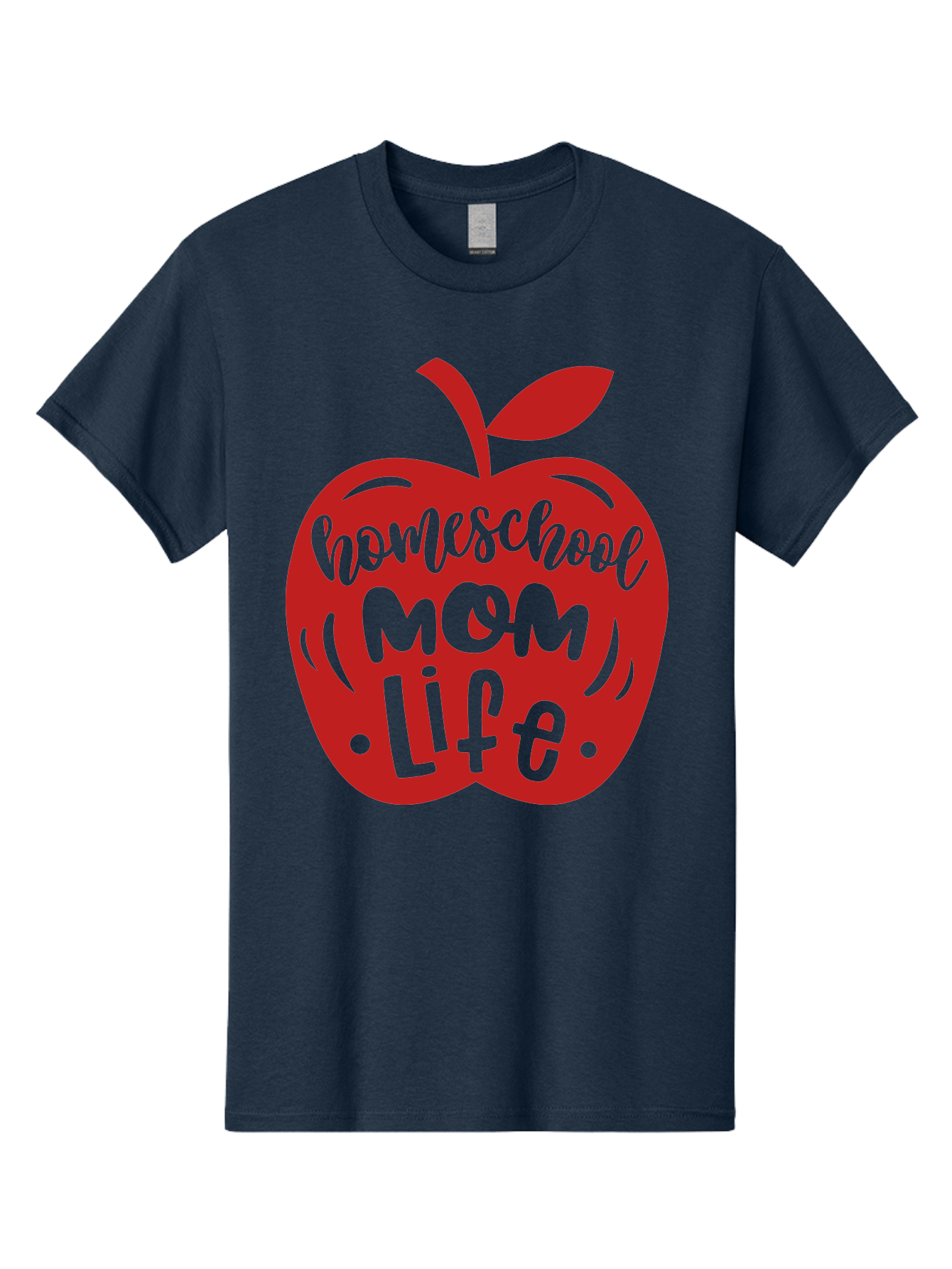 Homeschool-Mom-Life-2 Men'S Graphic Tee, 100% Cotton, Comfortable Casual Summer Wear, Machine Washable, Homeschool Mom Life, Apple Graphic, Red Apple, Green Text, Mom Life, Homeschooling, Parenting, Education, Learning At Home Aab374 5