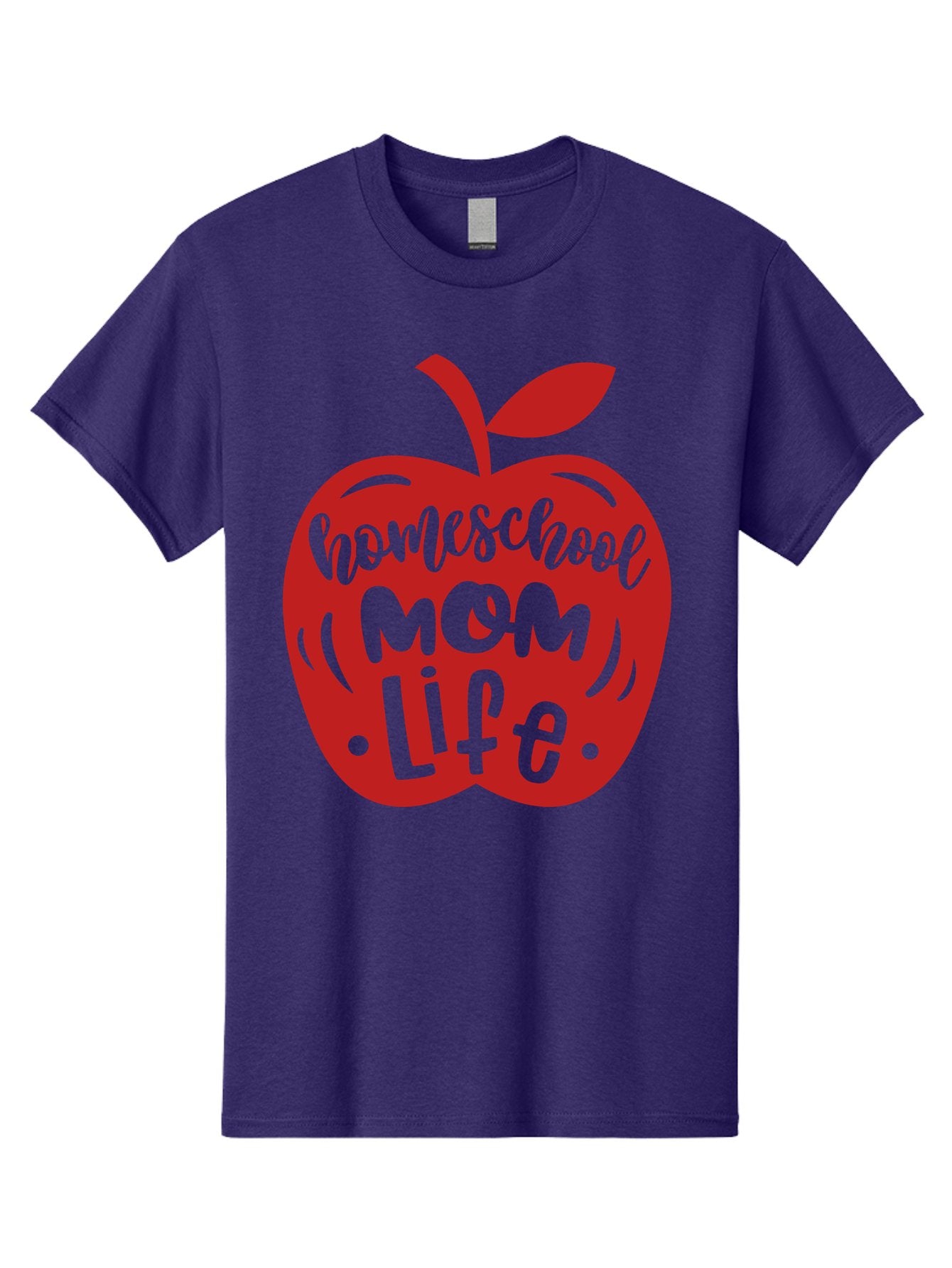 Homeschool-Mom-Life-2 Men'S Graphic Tee, 100% Cotton, Comfortable Casual Summer Wear, Machine Washable, Homeschool Mom Life, Apple Graphic, Red Apple, Green Text, Mom Life, Homeschooling, Parenting, Education, Learning At Home Aab374 8